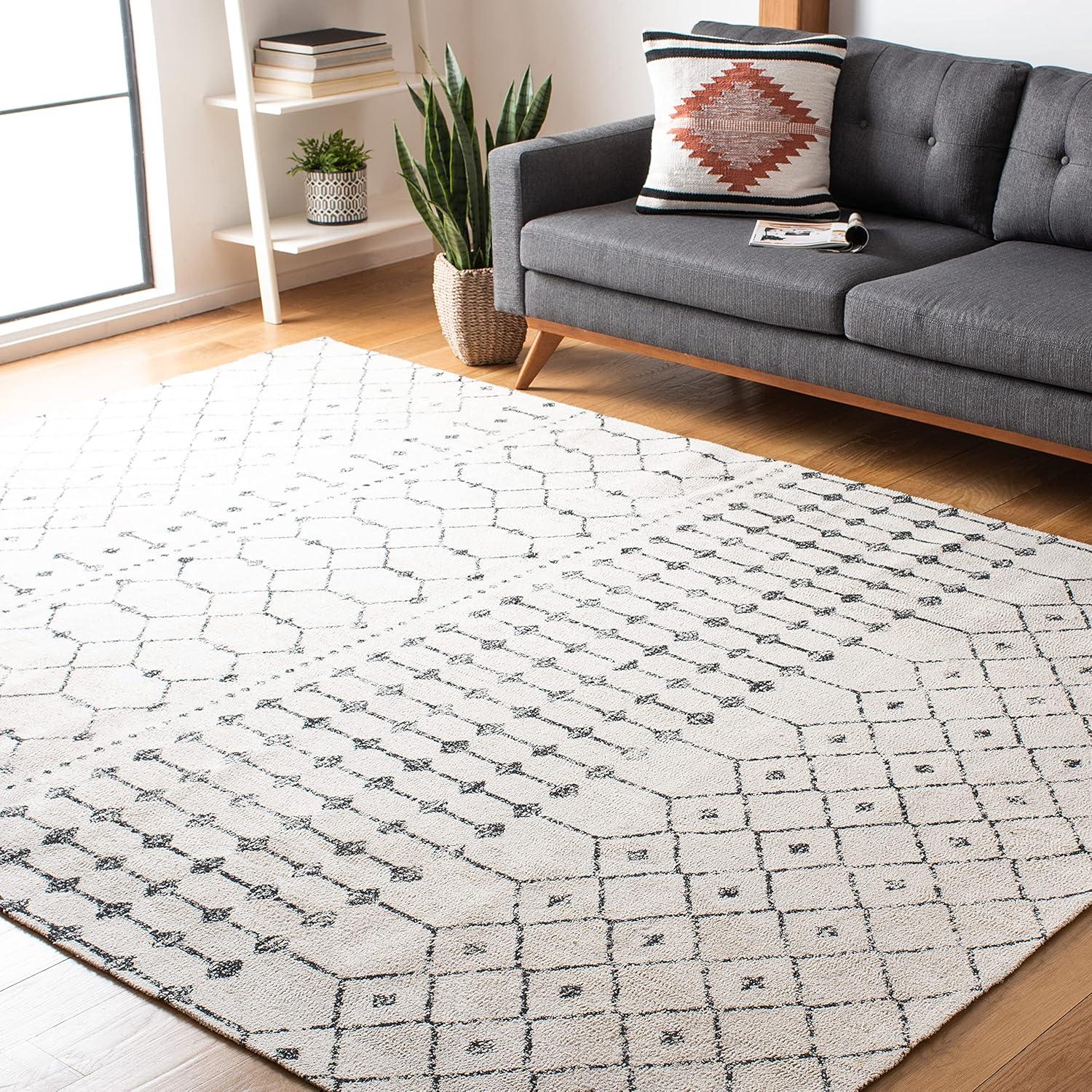 image:imageSAFAVIEH Classic Vintage Collection Area Rug 5 x 8 Beige amp Black Handmade Moroccan Cotton Ideal for High Traffic Areas in Living Room Bedroom CLV127ABeigeBlack