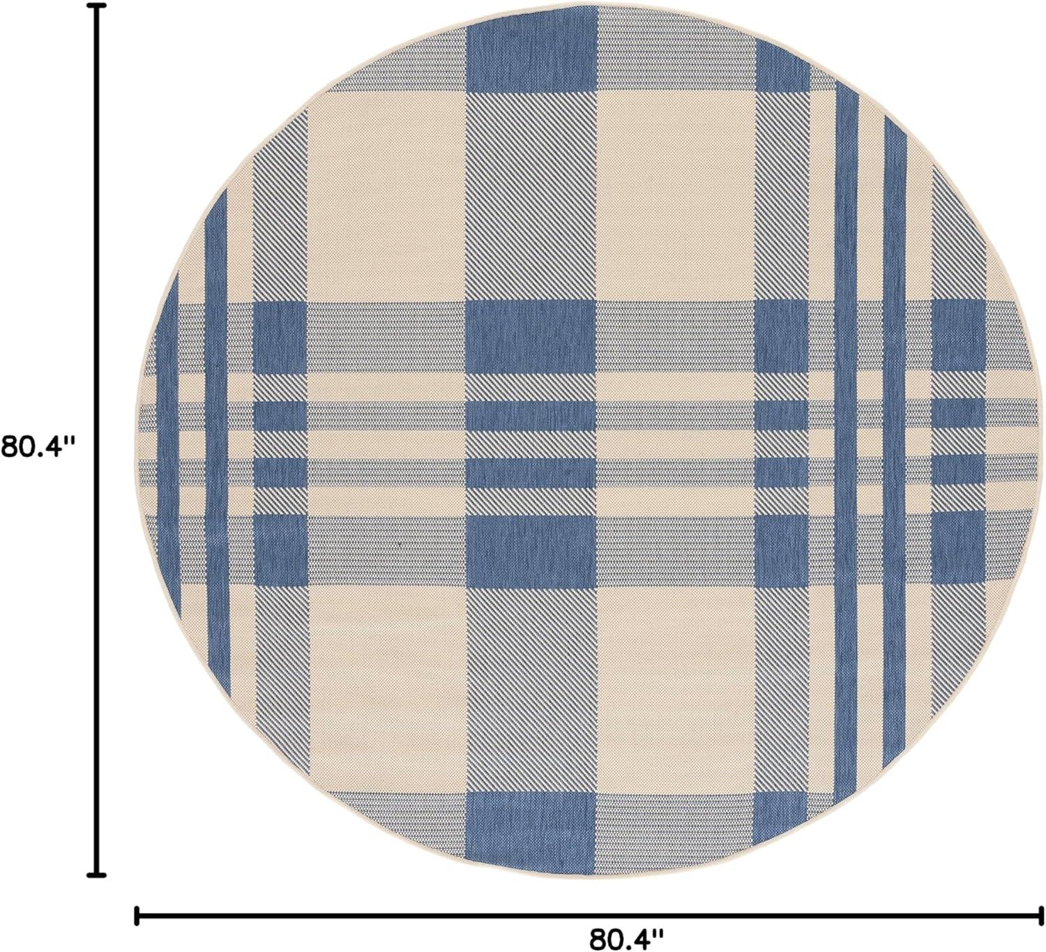 image:imageSAFAVIEH Courtyard Collection 9 x 12 GreenBeige CY6201 Plaid IndoorOutdoor Waterproof EasyCleaning Patio Backyard Mudroom AreaRugBeigeBlue
