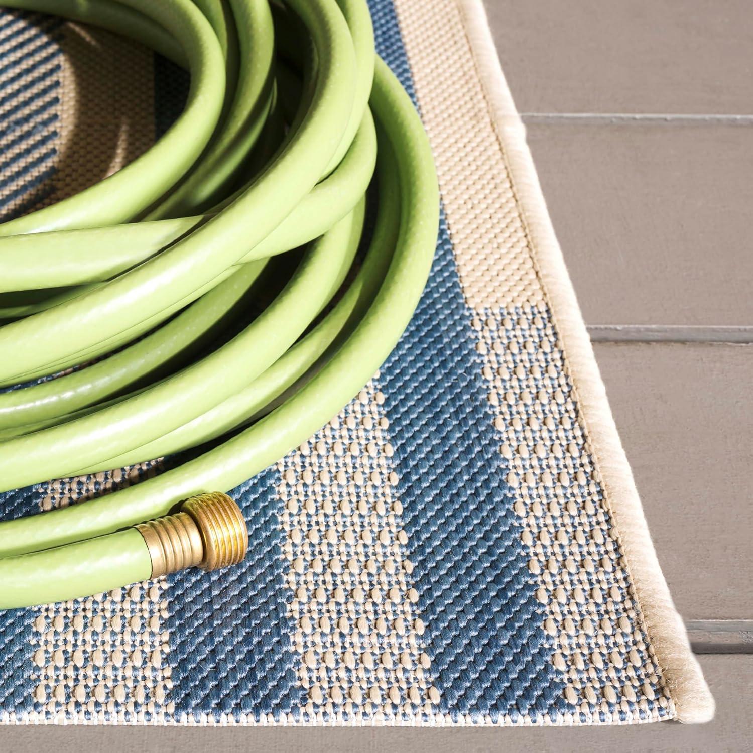 image:imageSAFAVIEH Courtyard Collection 9 x 12 GreenBeige CY6201 Plaid IndoorOutdoor Waterproof EasyCleaning Patio Backyard Mudroom AreaRugBeigeBlue