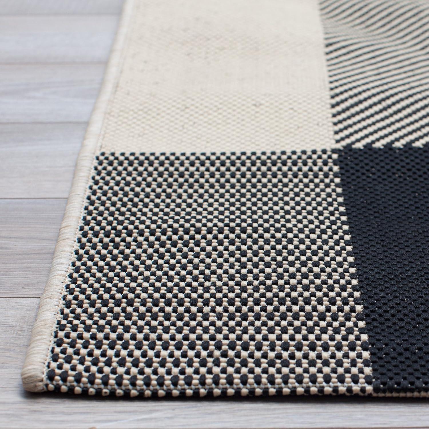 image:imageSAFAVIEH Courtyard Collection 9 x 12 GreenBeige CY6201 Plaid IndoorOutdoor Waterproof EasyCleaning Patio Backyard Mudroom AreaRugBeigeBlue