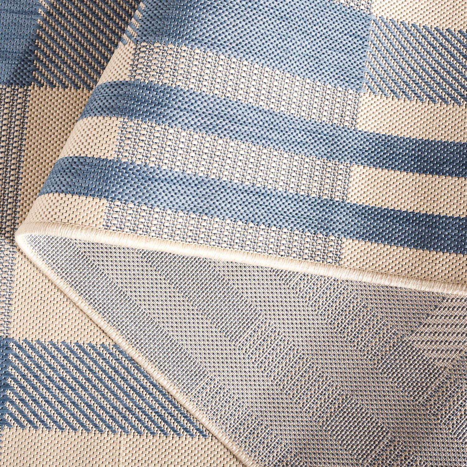 image:imageSAFAVIEH Courtyard Collection 9 x 12 GreenBeige CY6201 Plaid IndoorOutdoor Waterproof EasyCleaning Patio Backyard Mudroom AreaRugBeigeBlue