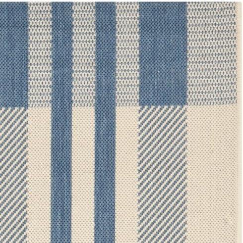 image:imageSAFAVIEH Courtyard Collection 9 x 12 GreenBeige CY6201 Plaid IndoorOutdoor Waterproof EasyCleaning Patio Backyard Mudroom AreaRugBeigeBlue