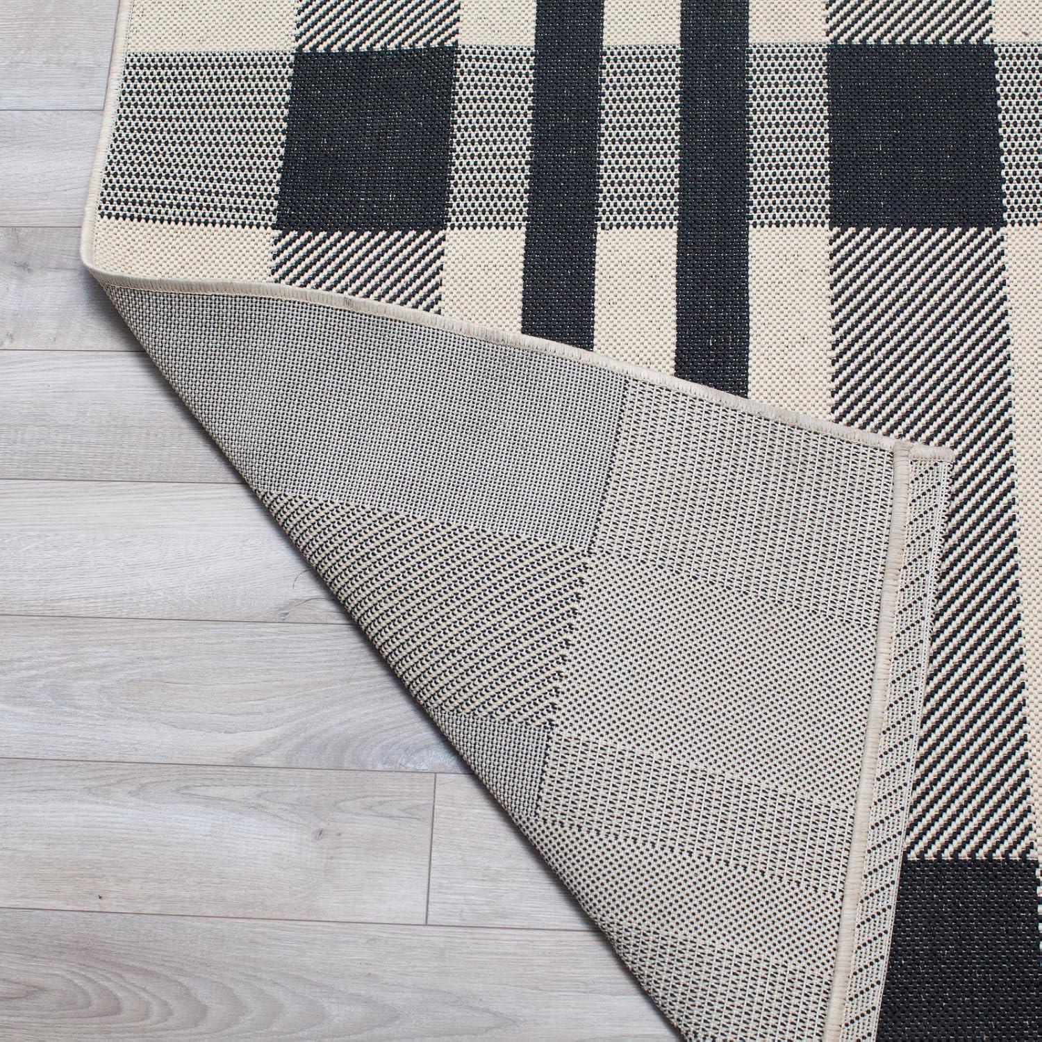 image:imageSAFAVIEH Courtyard Collection 9 x 12 GreenBeige CY6201 Plaid IndoorOutdoor Waterproof EasyCleaning Patio Backyard Mudroom AreaRugBeigeBlue