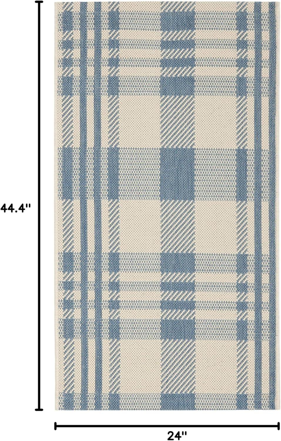 image:imageSAFAVIEH Courtyard Collection 9 x 12 GreenBeige CY6201 Plaid IndoorOutdoor Waterproof EasyCleaning Patio Backyard Mudroom AreaRugBeigeBlue