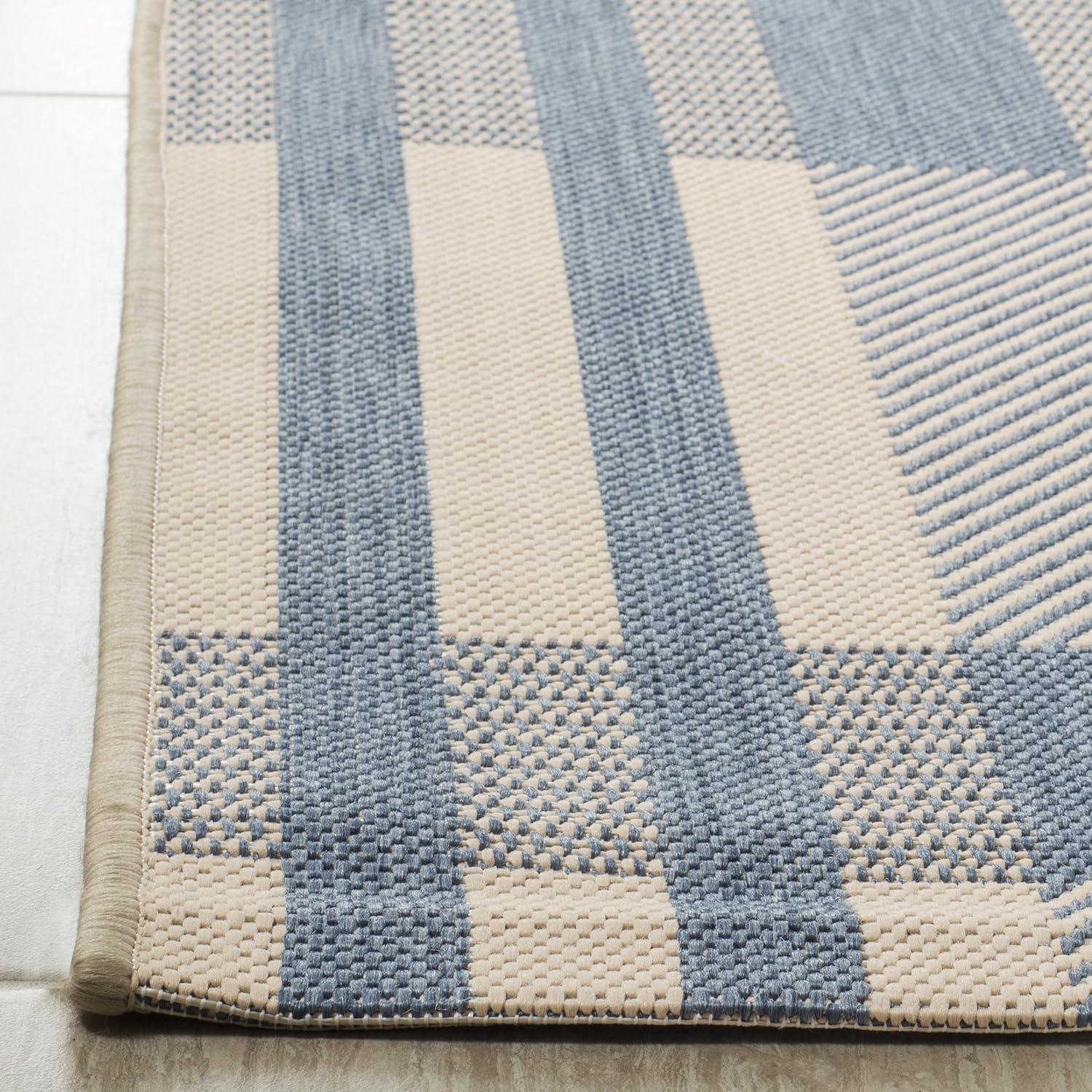 image:imageSAFAVIEH Courtyard Collection 9 x 12 GreenBeige CY6201 Plaid IndoorOutdoor Waterproof EasyCleaning Patio Backyard Mudroom AreaRugBeigeBlue