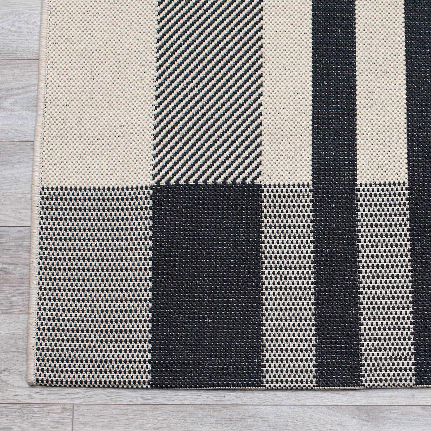 image:imageSAFAVIEH Courtyard Collection 9 x 12 GreenBeige CY6201 Plaid IndoorOutdoor Waterproof EasyCleaning Patio Backyard Mudroom AreaRugBeigeBlue