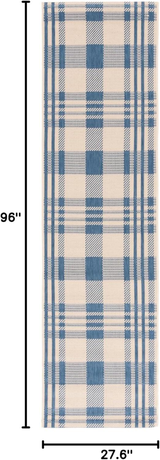 image:imageSAFAVIEH Courtyard Collection 9 x 12 GreenBeige CY6201 Plaid IndoorOutdoor Waterproof EasyCleaning Patio Backyard Mudroom AreaRugBeigeBlue