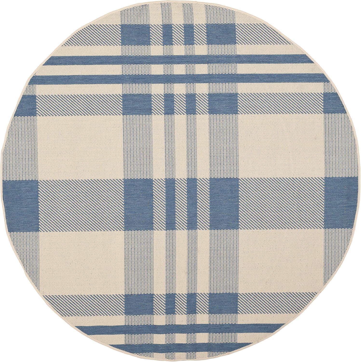 image:imageSAFAVIEH Courtyard Collection 9 x 12 GreenBeige CY6201 Plaid IndoorOutdoor Waterproof EasyCleaning Patio Backyard Mudroom AreaRugBeigeBlue