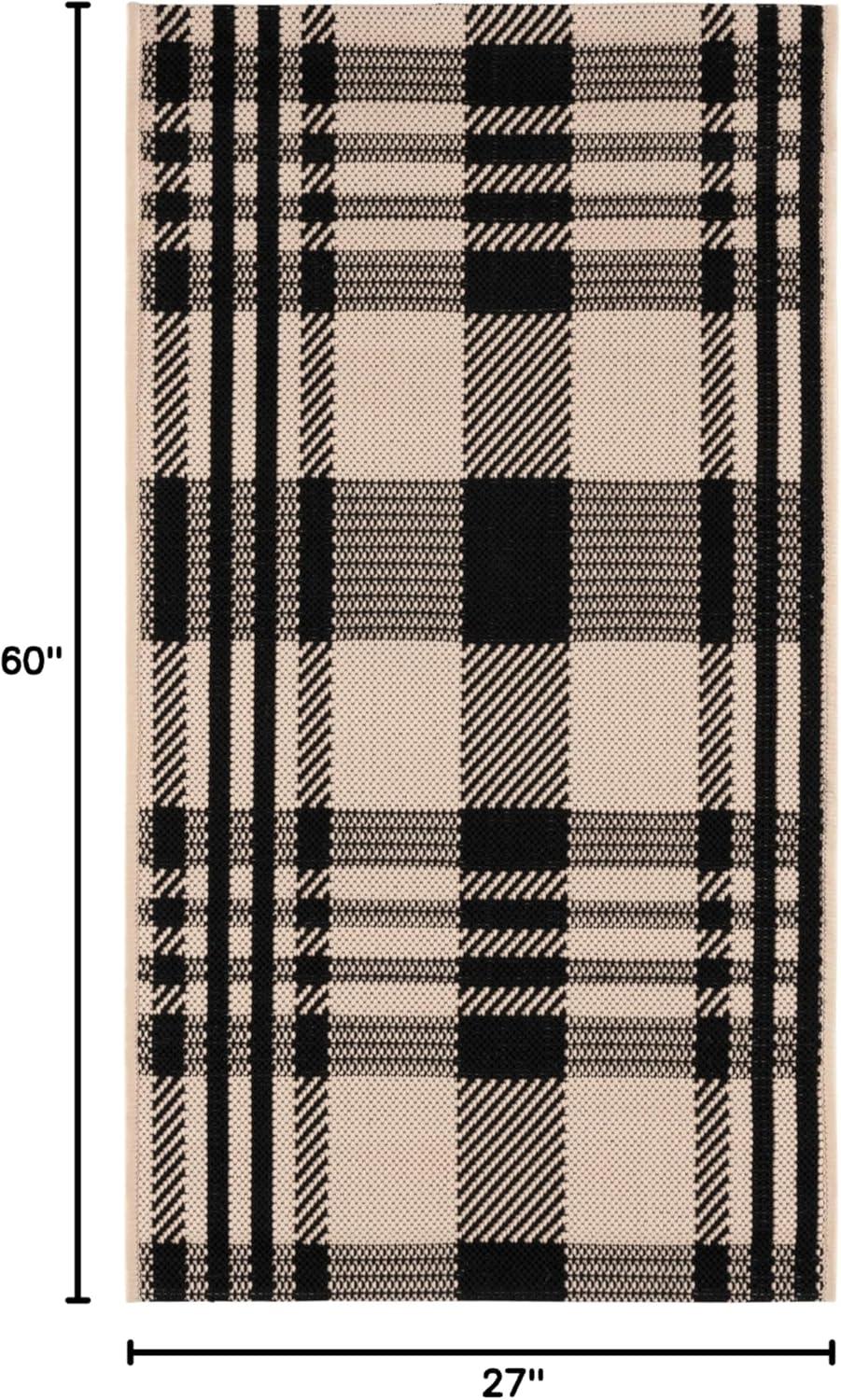 image:imageSAFAVIEH Courtyard Collection 9 x 12 GreenBeige CY6201 Plaid IndoorOutdoor Waterproof EasyCleaning Patio Backyard Mudroom AreaRugBlackBone