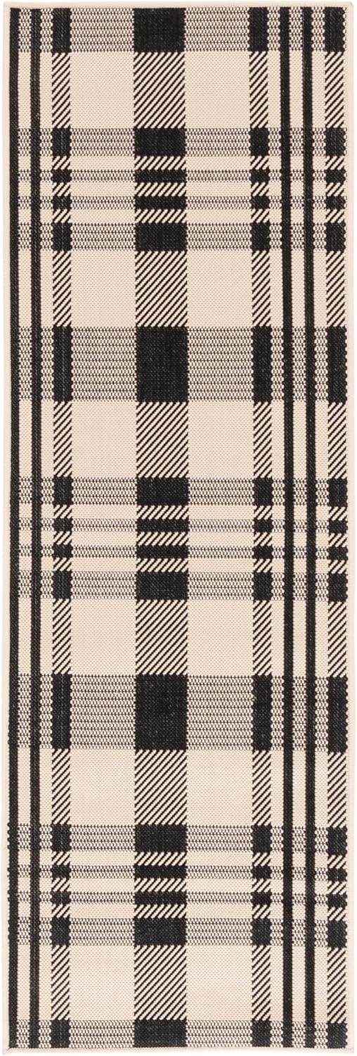 image:imageSAFAVIEH Courtyard Collection 9 x 12 GreenBeige CY6201 Plaid IndoorOutdoor Waterproof EasyCleaning Patio Backyard Mudroom AreaRugBlackBone