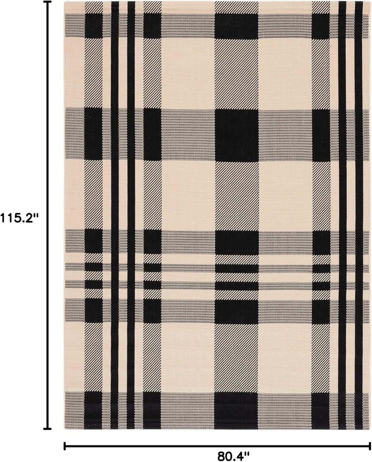 image:imageSAFAVIEH Courtyard Collection 9 x 12 GreenBeige CY6201 Plaid IndoorOutdoor Waterproof EasyCleaning Patio Backyard Mudroom AreaRugBlackBone