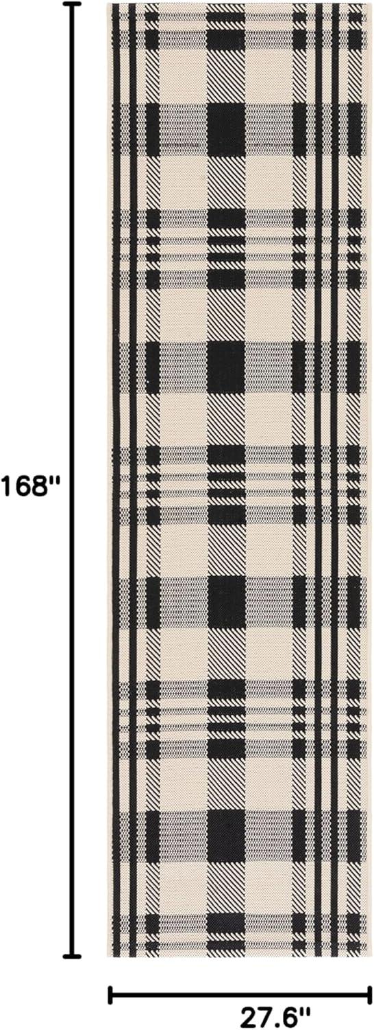 image:imageSAFAVIEH Courtyard Collection 9 x 12 GreenBeige CY6201 Plaid IndoorOutdoor Waterproof EasyCleaning Patio Backyard Mudroom AreaRugBlackBone