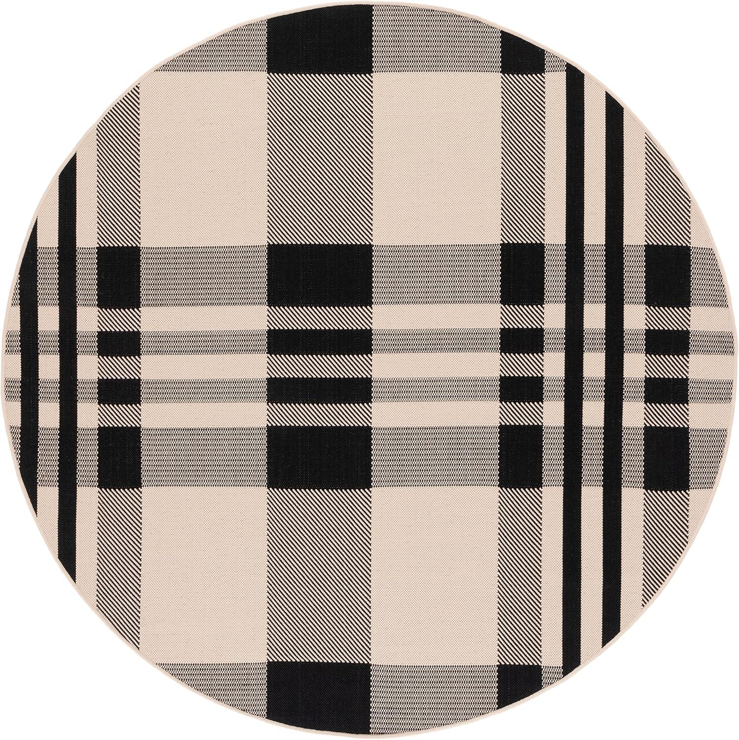 image:imageSAFAVIEH Courtyard Collection 9 x 12 GreenBeige CY6201 Plaid IndoorOutdoor Waterproof EasyCleaning Patio Backyard Mudroom AreaRugBlackBone