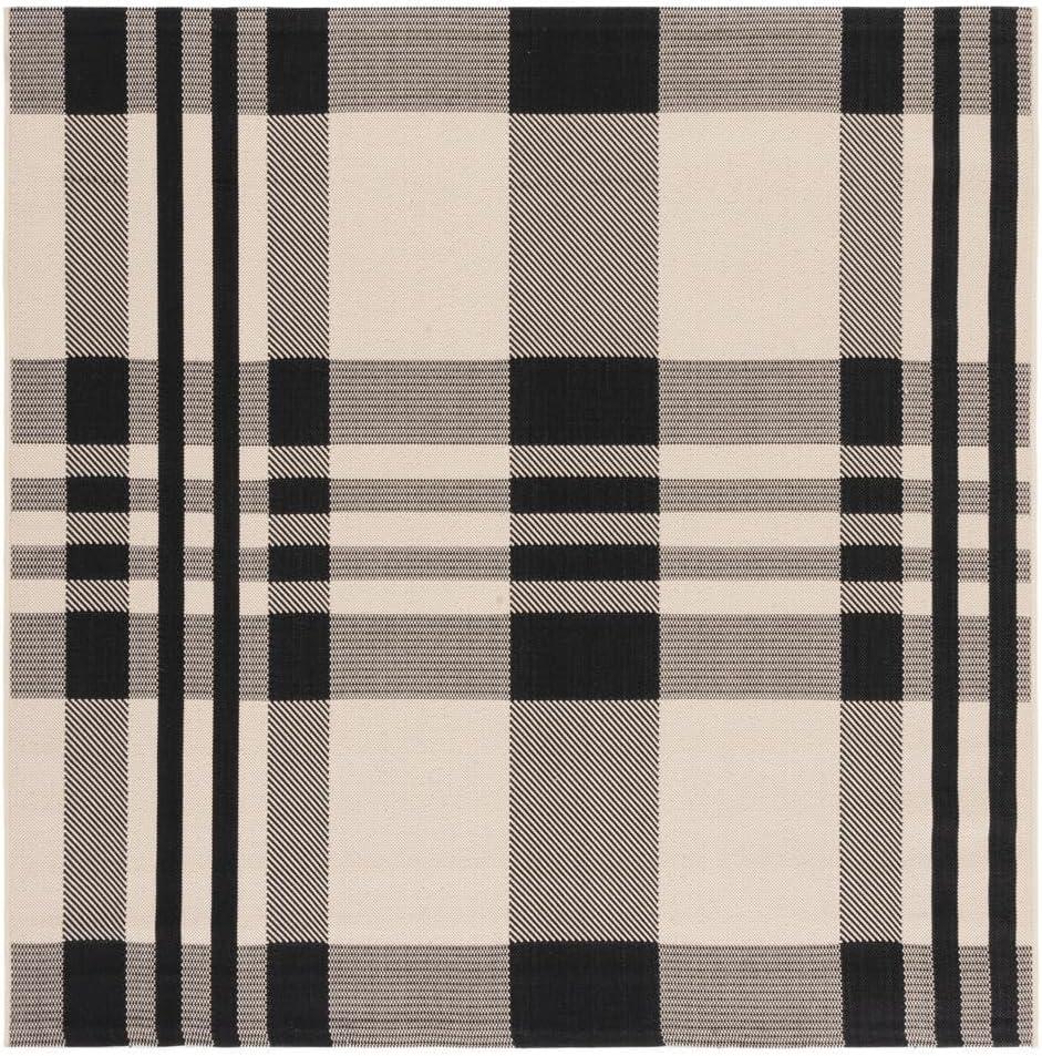 image:imageSAFAVIEH Courtyard Collection 9 x 12 GreenBeige CY6201 Plaid IndoorOutdoor Waterproof EasyCleaning Patio Backyard Mudroom AreaRugBlackBone