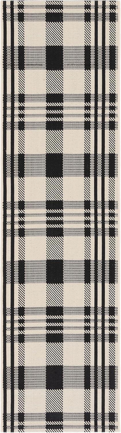 image:imageSAFAVIEH Courtyard Collection 9 x 12 GreenBeige CY6201 Plaid IndoorOutdoor Waterproof EasyCleaning Patio Backyard Mudroom AreaRugBlackBone