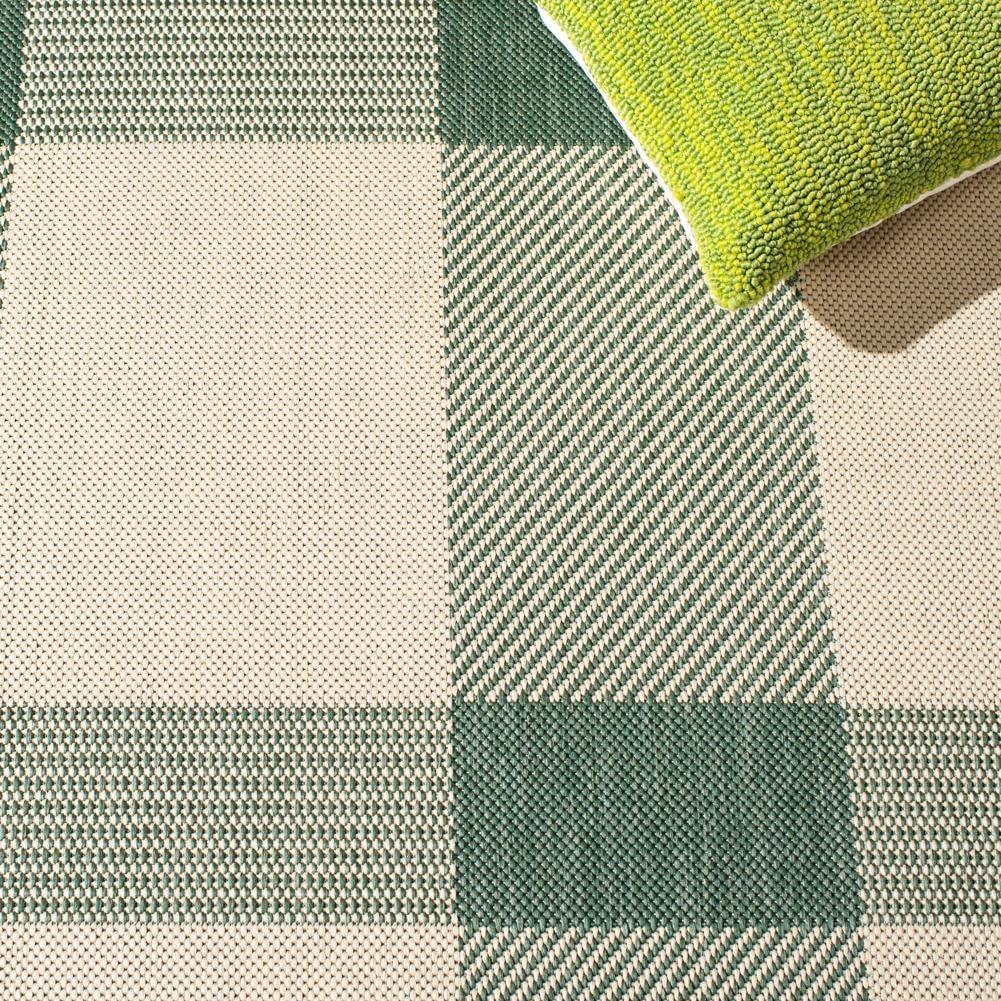 image:imageSAFAVIEH Courtyard Collection 9 x 12 GreenBeige CY6201 Plaid IndoorOutdoor Waterproof EasyCleaning Patio Backyard Mudroom AreaRugGreenBeige