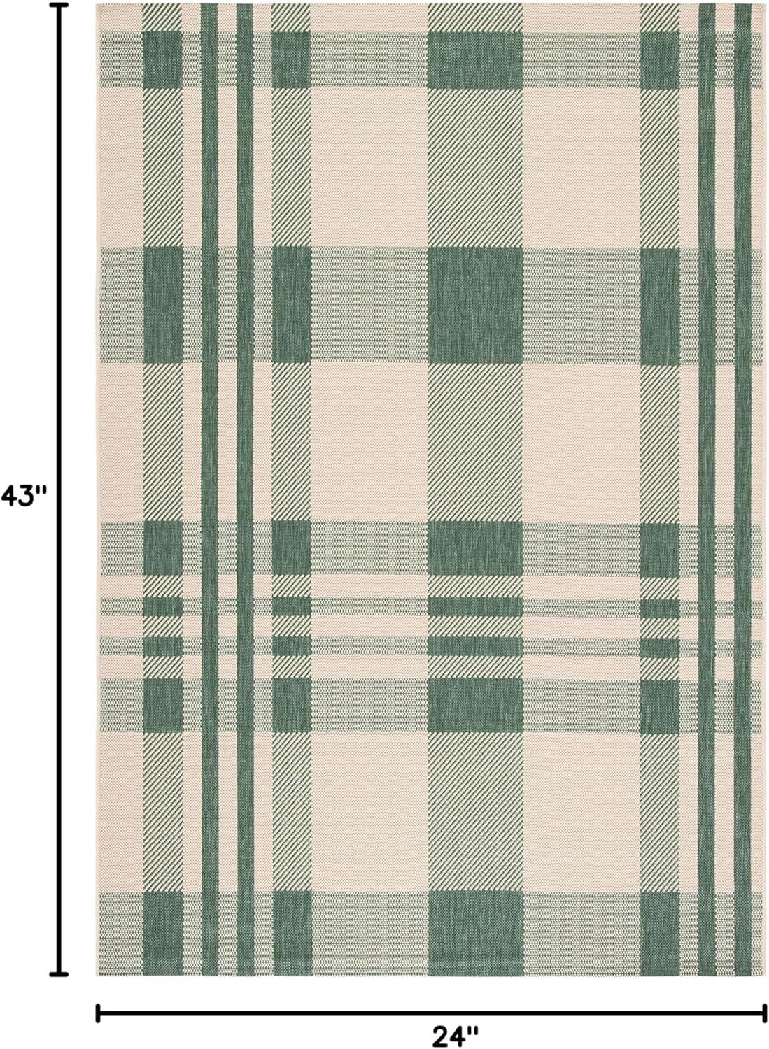 image:imageSAFAVIEH Courtyard Collection 9 x 12 GreenBeige CY6201 Plaid IndoorOutdoor Waterproof EasyCleaning Patio Backyard Mudroom AreaRugGreenBeige