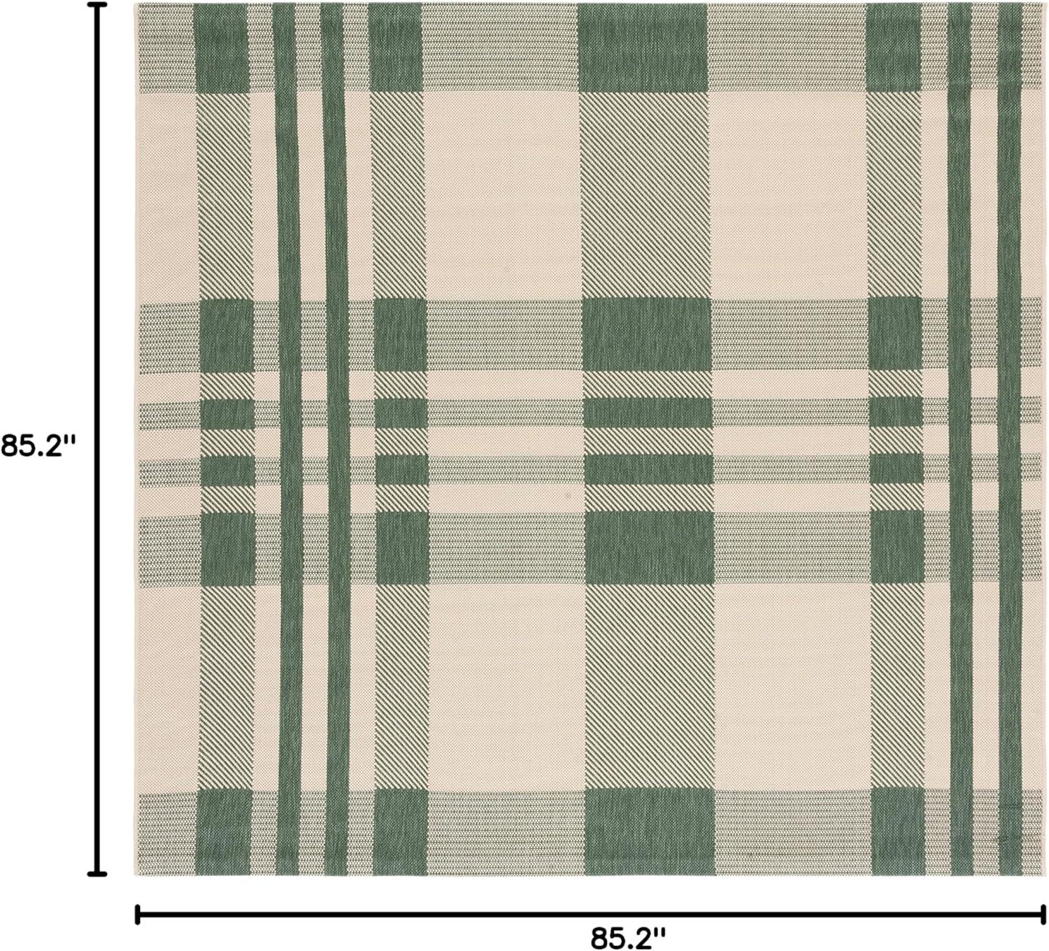 image:imageSAFAVIEH Courtyard Collection 9 x 12 GreenBeige CY6201 Plaid IndoorOutdoor Waterproof EasyCleaning Patio Backyard Mudroom AreaRugGreenBeige