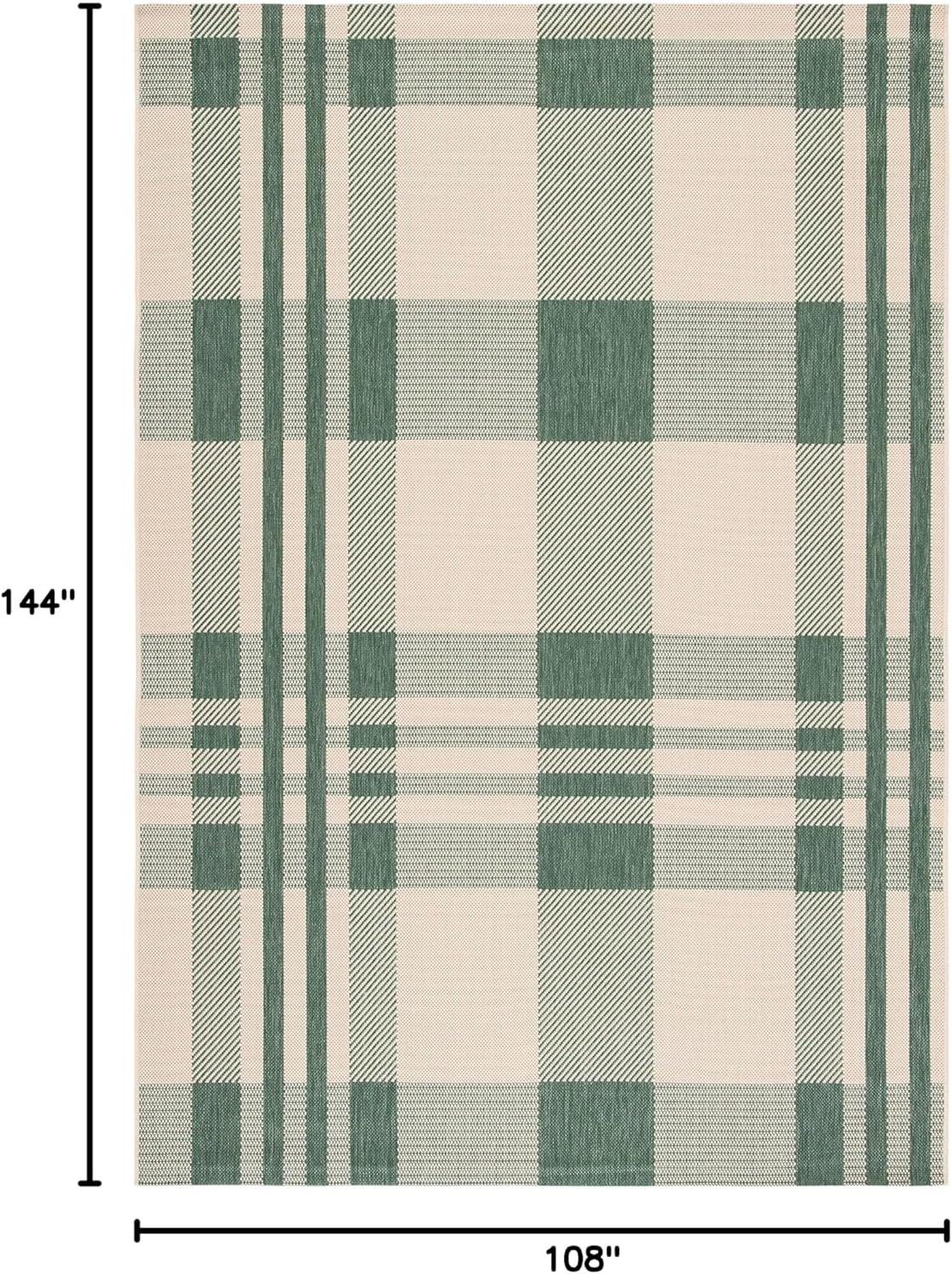 image:imageSAFAVIEH Courtyard Collection 9 x 12 GreenBeige CY6201 Plaid IndoorOutdoor Waterproof EasyCleaning Patio Backyard Mudroom AreaRugGreenBeige