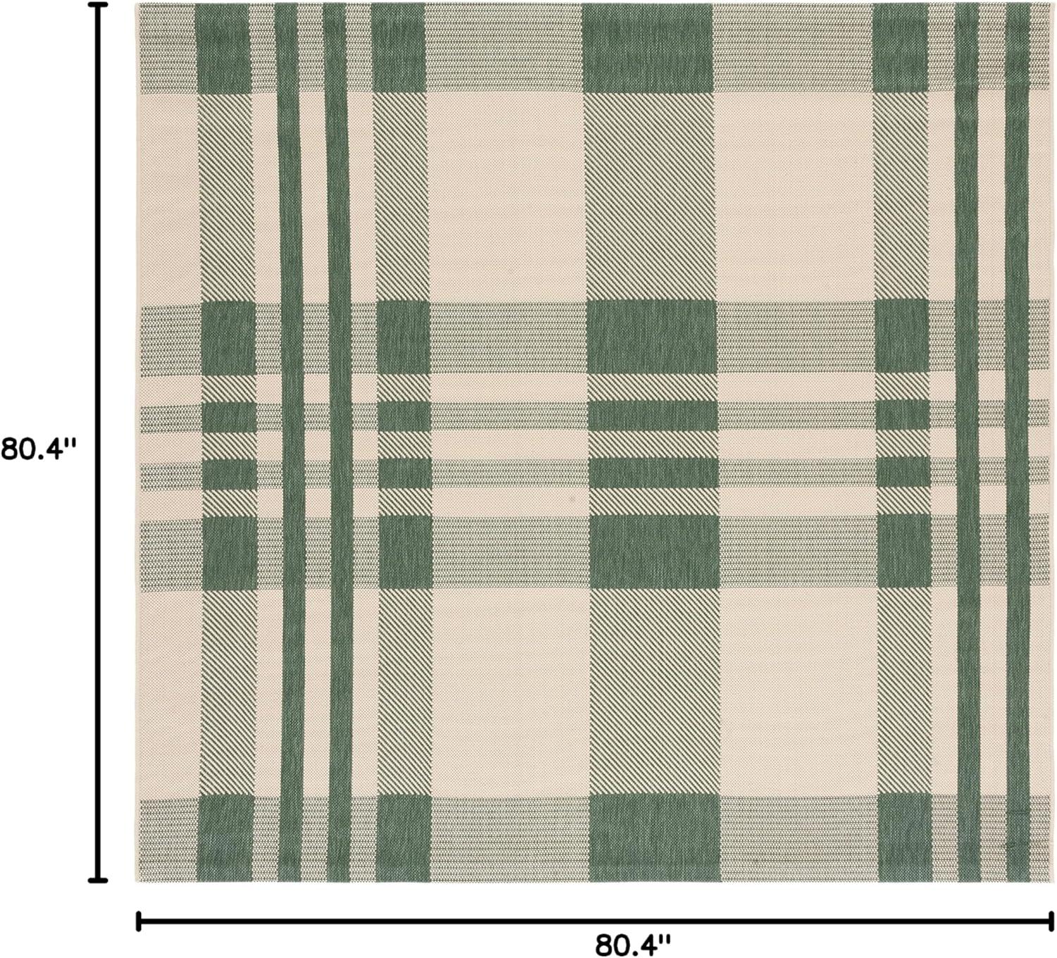 image:imageSAFAVIEH Courtyard Collection 9 x 12 GreenBeige CY6201 Plaid IndoorOutdoor Waterproof EasyCleaning Patio Backyard Mudroom AreaRugGreenBeige