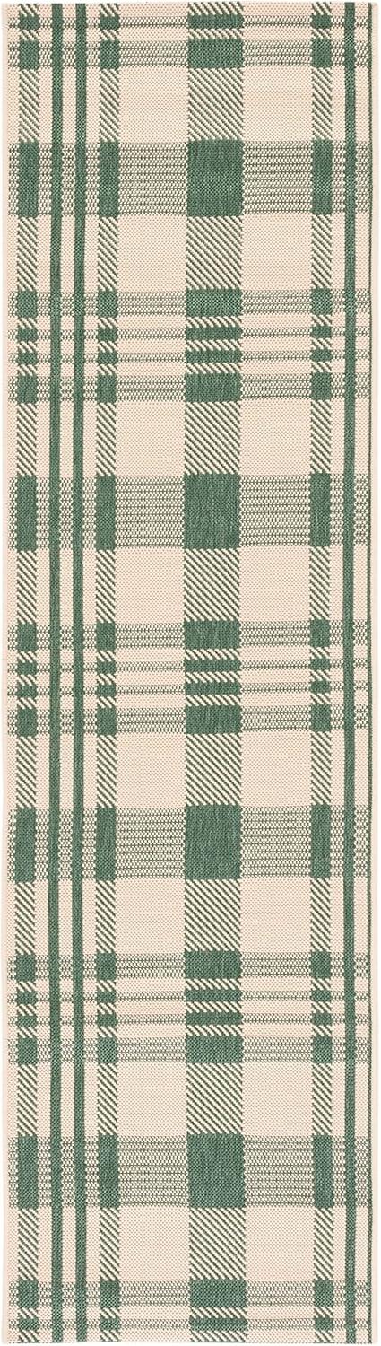 image:imageSAFAVIEH Courtyard Collection 9 x 12 GreenBeige CY6201 Plaid IndoorOutdoor Waterproof EasyCleaning Patio Backyard Mudroom AreaRugGreenBeige