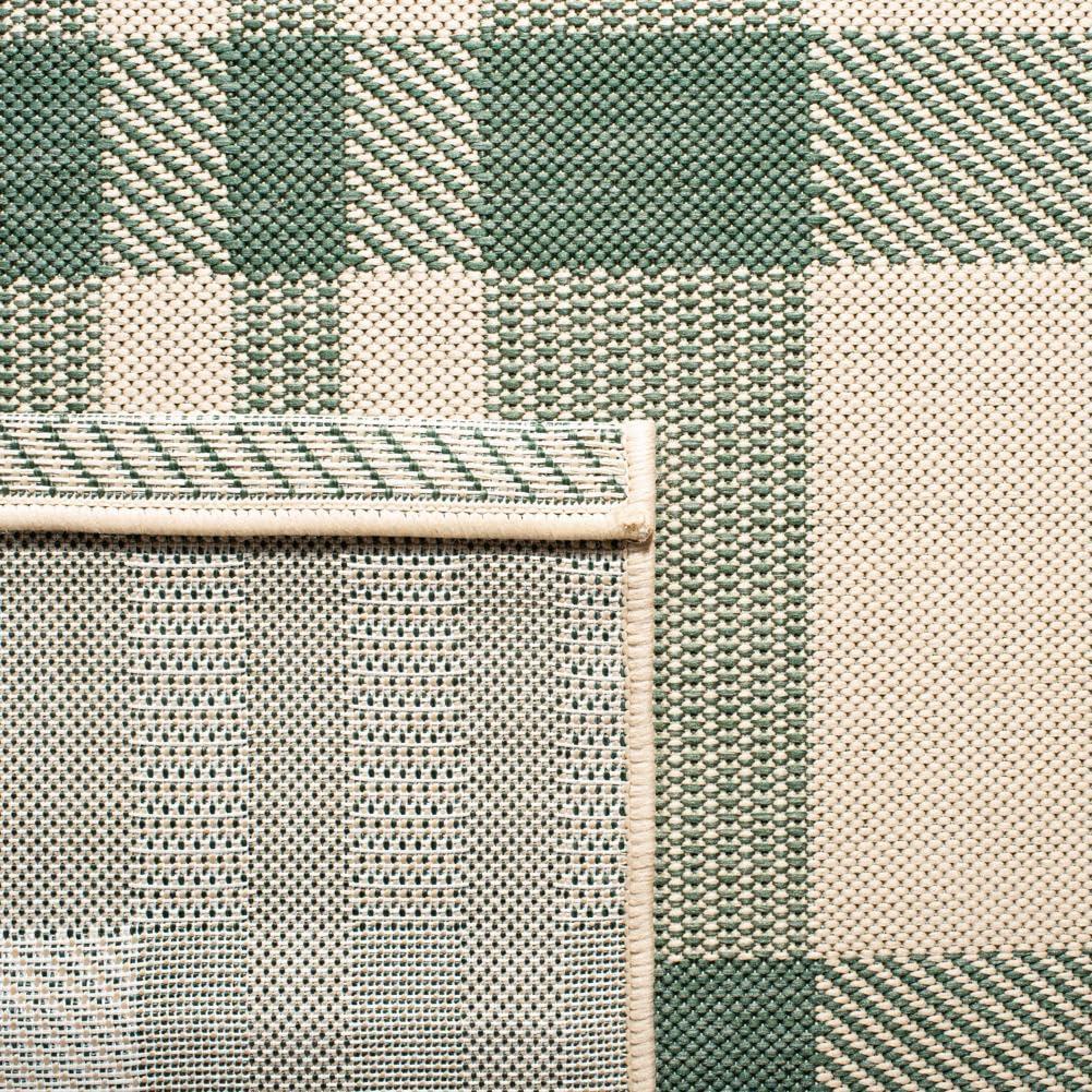 image:imageSAFAVIEH Courtyard Collection 9 x 12 GreenBeige CY6201 Plaid IndoorOutdoor Waterproof EasyCleaning Patio Backyard Mudroom AreaRugGreenBeige