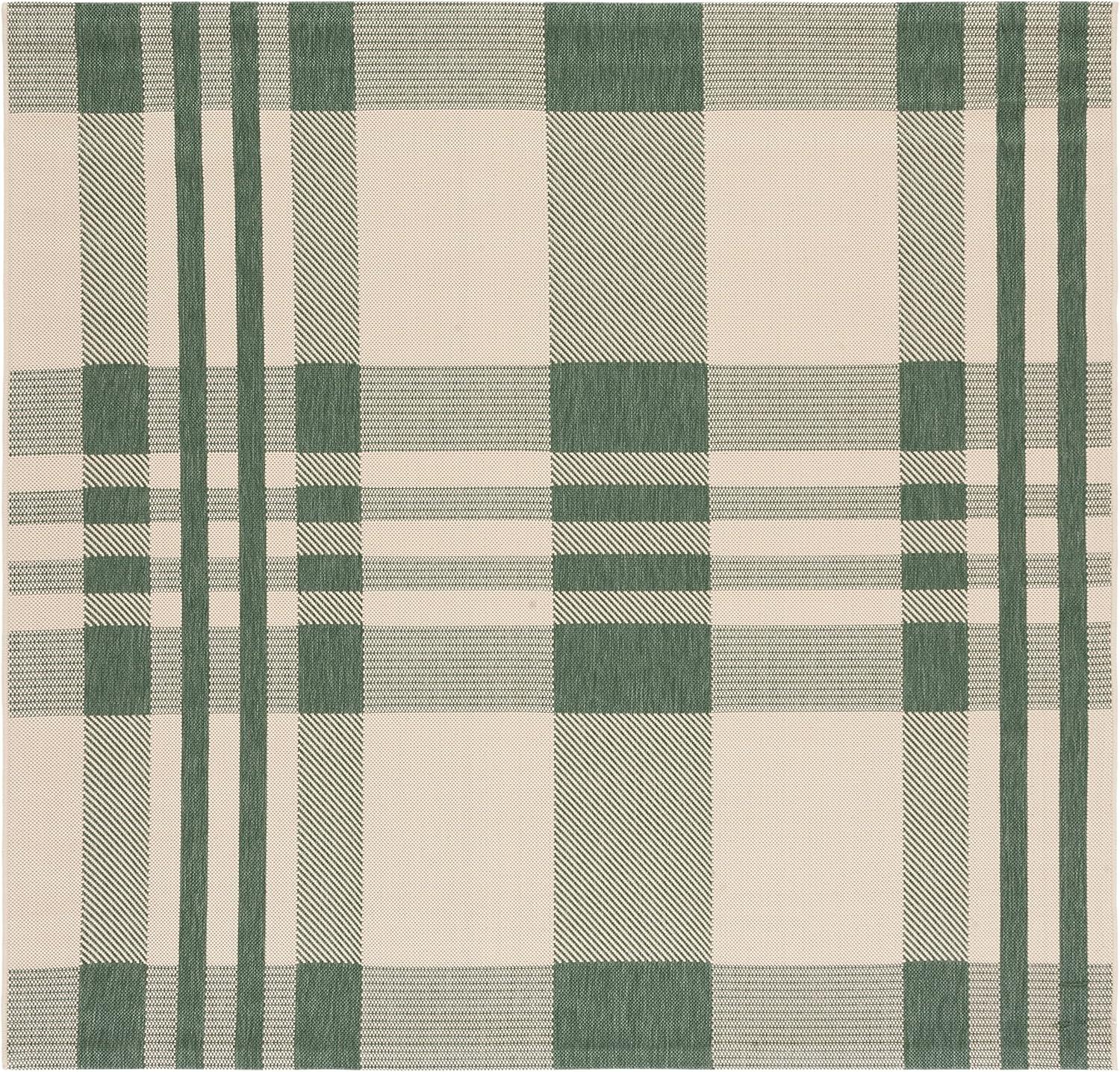 image:imageSAFAVIEH Courtyard Collection 9 x 12 GreenBeige CY6201 Plaid IndoorOutdoor Waterproof EasyCleaning Patio Backyard Mudroom AreaRugGreenBeige