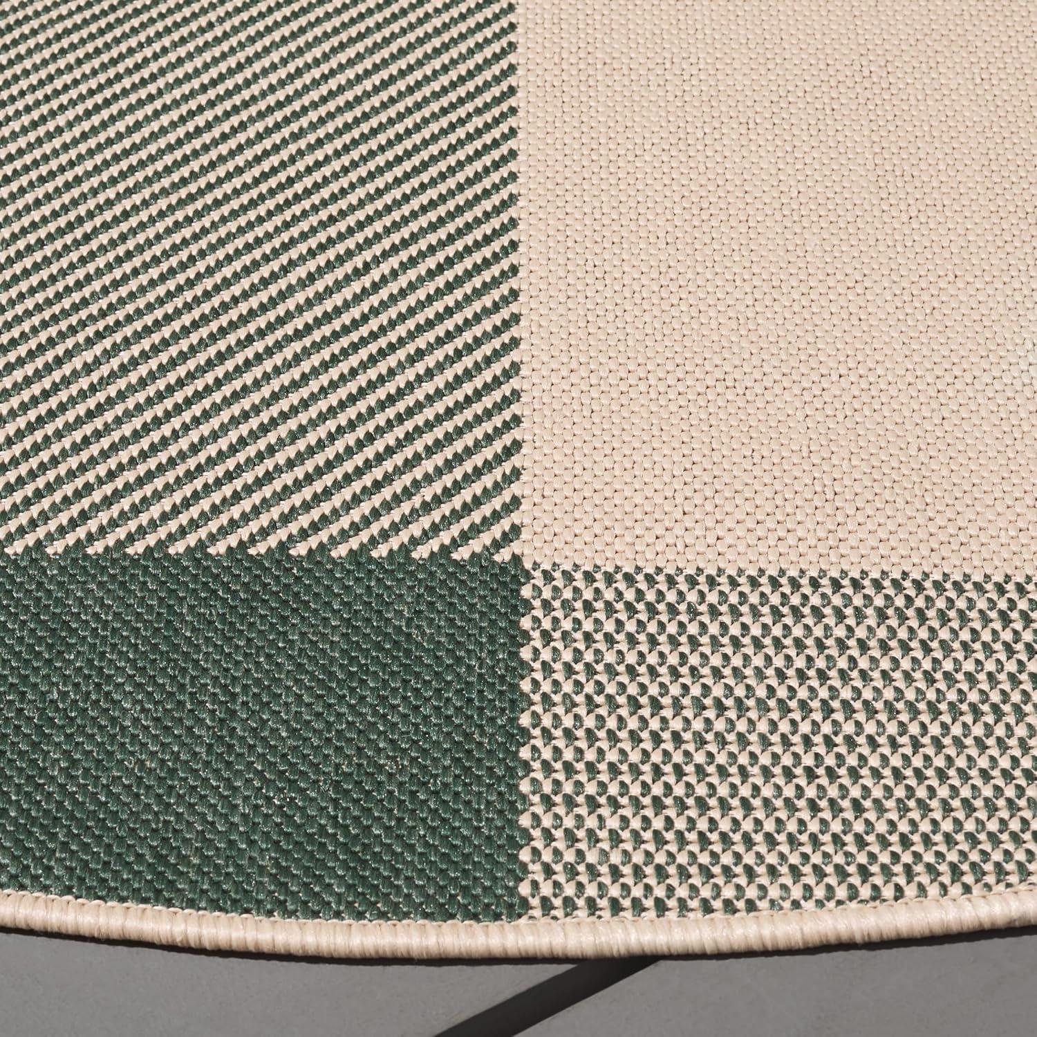 image:imageSAFAVIEH Courtyard Collection 9 x 12 GreenBeige CY6201 Plaid IndoorOutdoor Waterproof EasyCleaning Patio Backyard Mudroom AreaRugGreenBeige