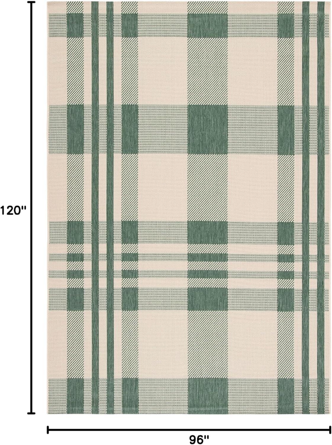 image:imageSAFAVIEH Courtyard Collection 9 x 12 GreenBeige CY6201 Plaid IndoorOutdoor Waterproof EasyCleaning Patio Backyard Mudroom AreaRugGreenBeige