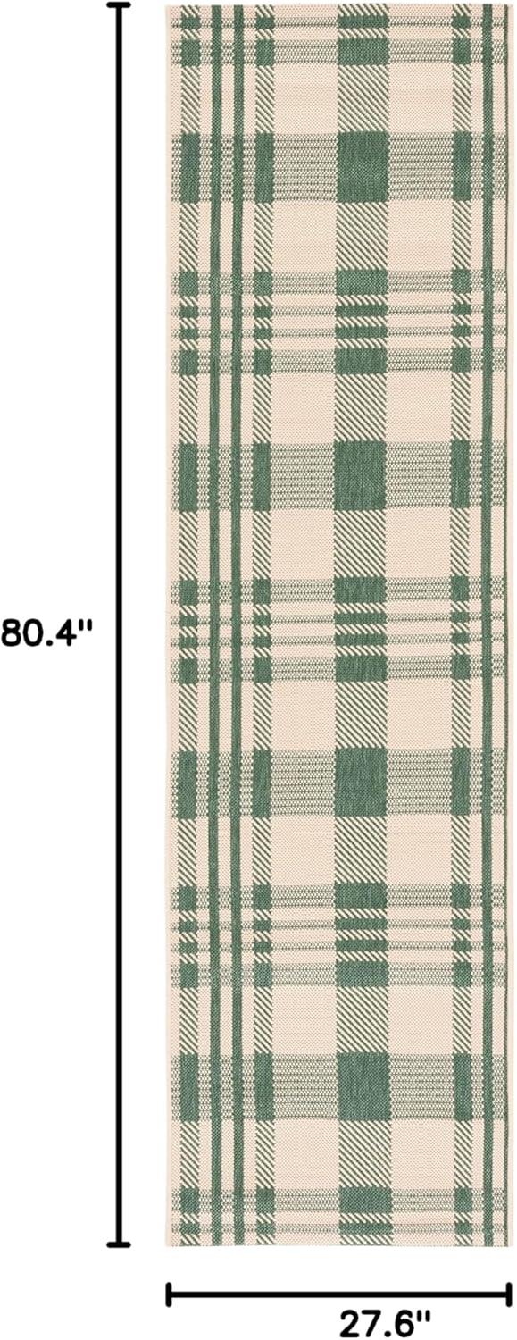 image:imageSAFAVIEH Courtyard Collection 9 x 12 GreenBeige CY6201 Plaid IndoorOutdoor Waterproof EasyCleaning Patio Backyard Mudroom AreaRugGreenBeige