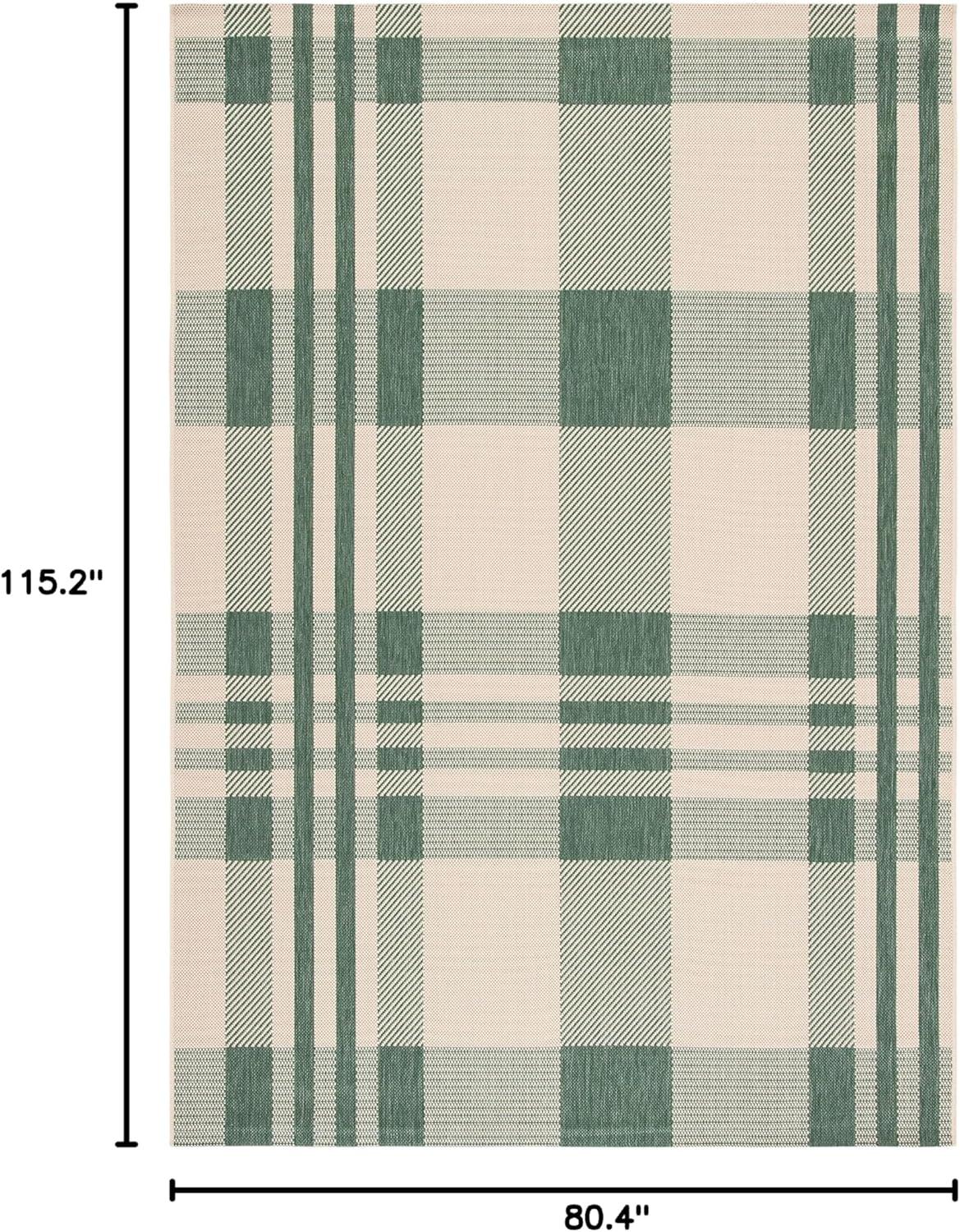 image:imageSAFAVIEH Courtyard Collection 9 x 12 GreenBeige CY6201 Plaid IndoorOutdoor Waterproof EasyCleaning Patio Backyard Mudroom AreaRugGreenBeige