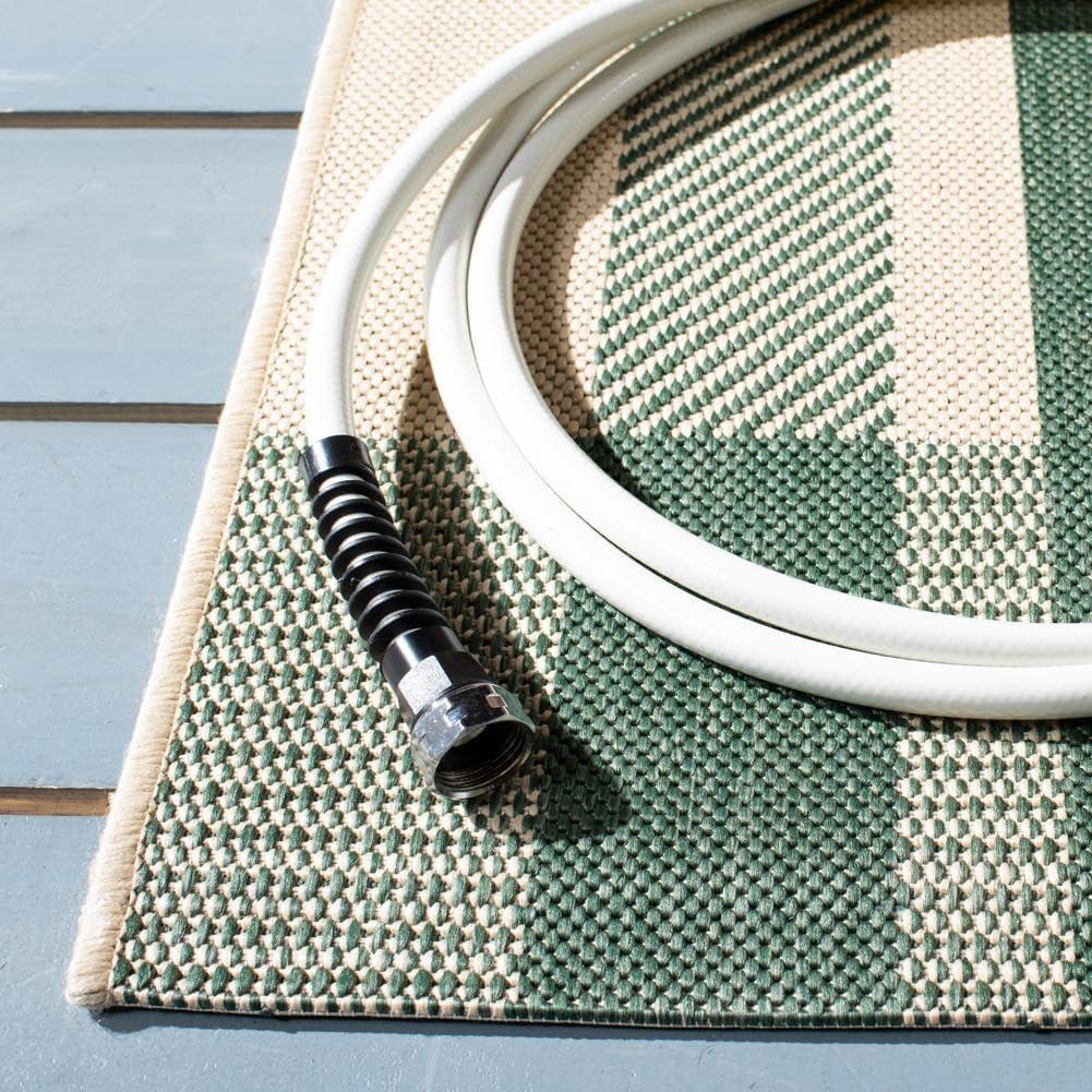 image:imageSAFAVIEH Courtyard Collection 9 x 12 GreenBeige CY6201 Plaid IndoorOutdoor Waterproof EasyCleaning Patio Backyard Mudroom AreaRugGreenBeige
