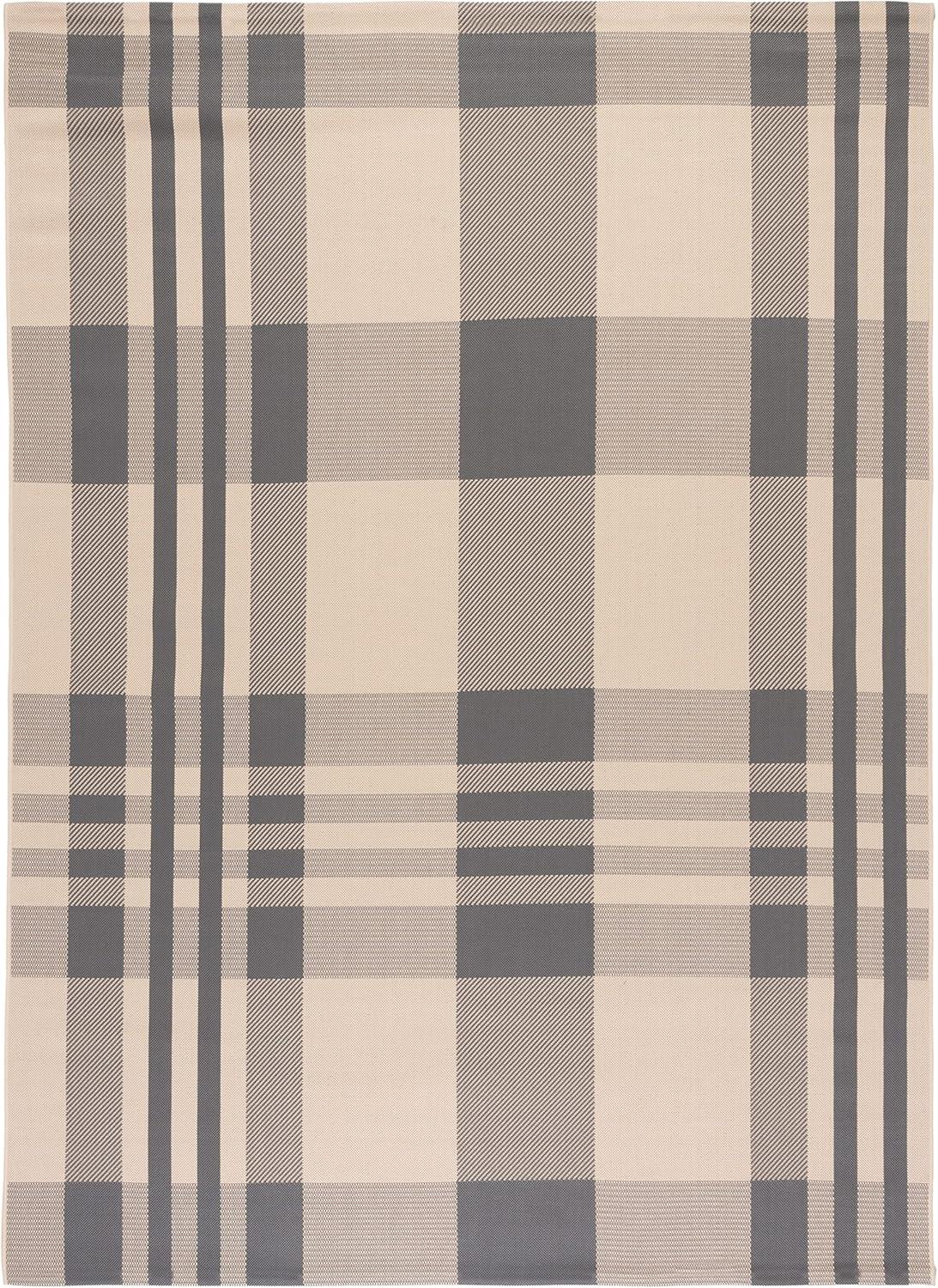 image:imageSAFAVIEH Courtyard Collection 9 x 12 GreenBeige CY6201 Plaid IndoorOutdoor Waterproof EasyCleaning Patio Backyard Mudroom AreaRugGreyBone