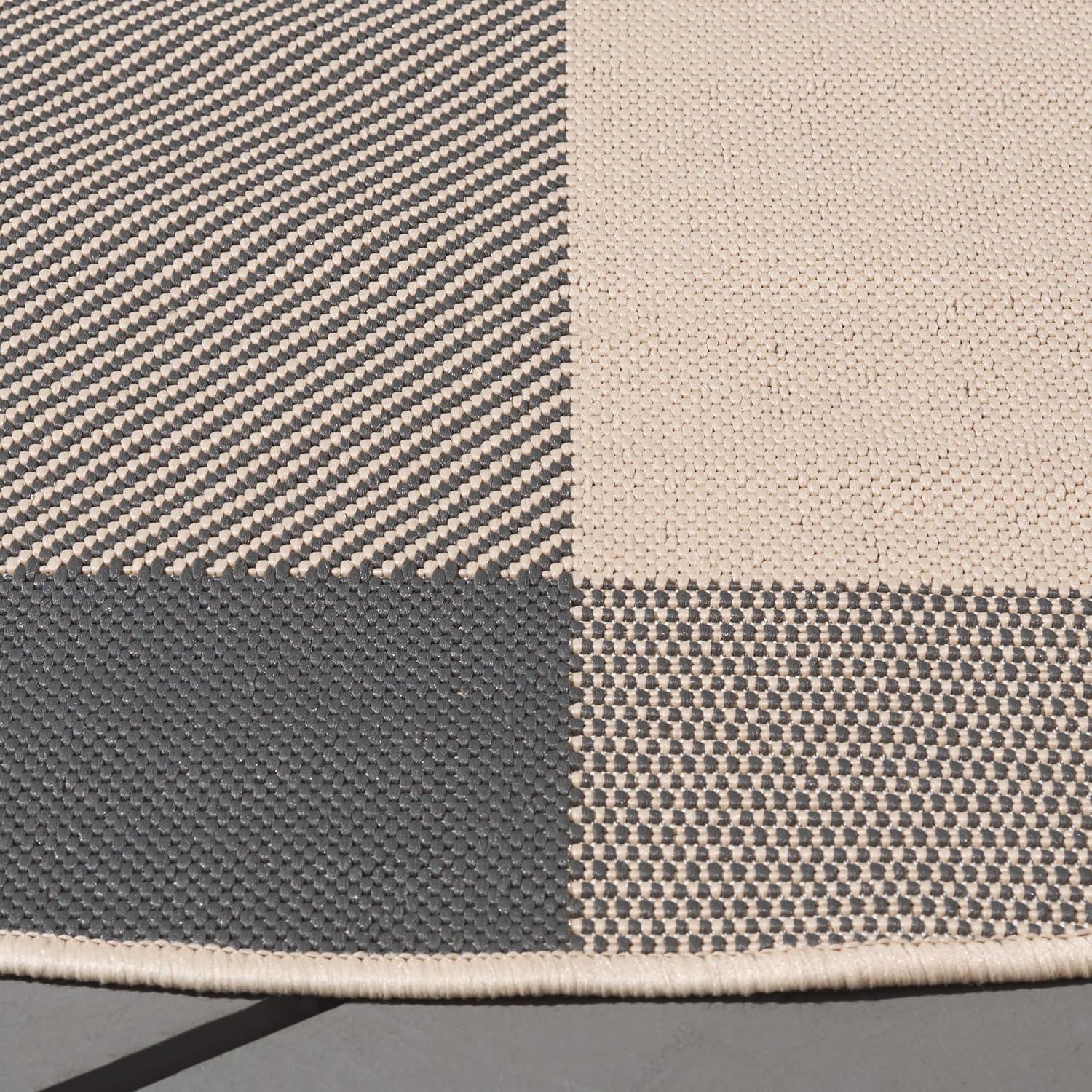 image:imageSAFAVIEH Courtyard Collection 9 x 12 GreenBeige CY6201 Plaid IndoorOutdoor Waterproof EasyCleaning Patio Backyard Mudroom AreaRugGreyBone