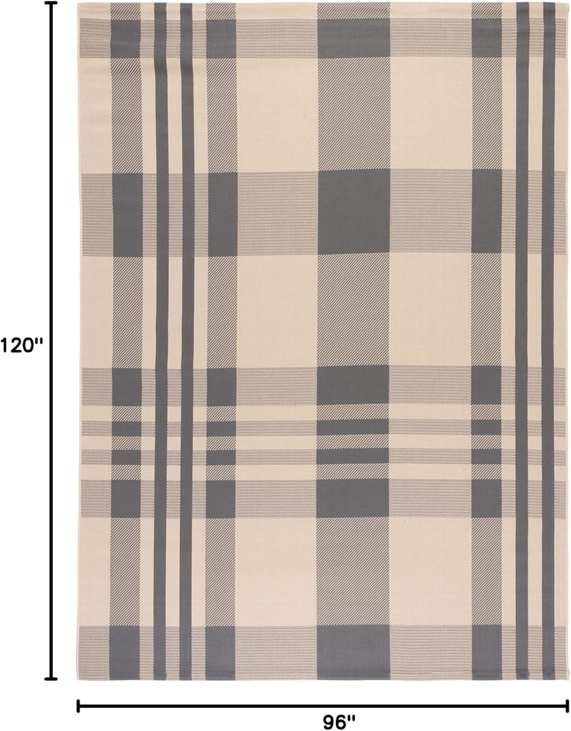 image:imageSAFAVIEH Courtyard Collection 9 x 12 GreenBeige CY6201 Plaid IndoorOutdoor Waterproof EasyCleaning Patio Backyard Mudroom AreaRugGreyBone