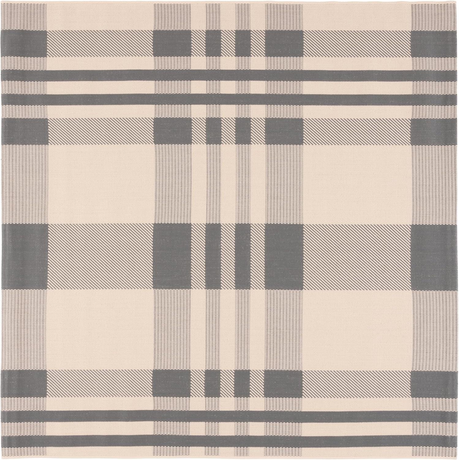 image:imageSAFAVIEH Courtyard Collection 9 x 12 GreenBeige CY6201 Plaid IndoorOutdoor Waterproof EasyCleaning Patio Backyard Mudroom AreaRugGreyBone