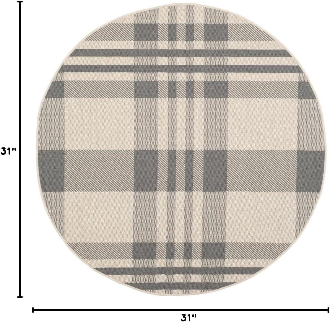 image:imageSAFAVIEH Courtyard Collection 9 x 12 GreenBeige CY6201 Plaid IndoorOutdoor Waterproof EasyCleaning Patio Backyard Mudroom AreaRugGreyBone