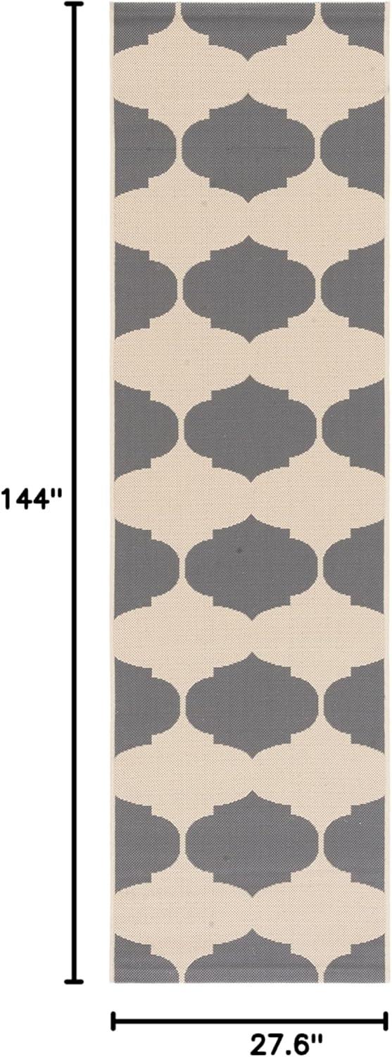 image:imageSAFAVIEH Courtyard Collection 9 x 12 GreenBeige CY6201 Plaid IndoorOutdoor Waterproof EasyCleaning Patio Backyard Mudroom AreaRugGreyBone