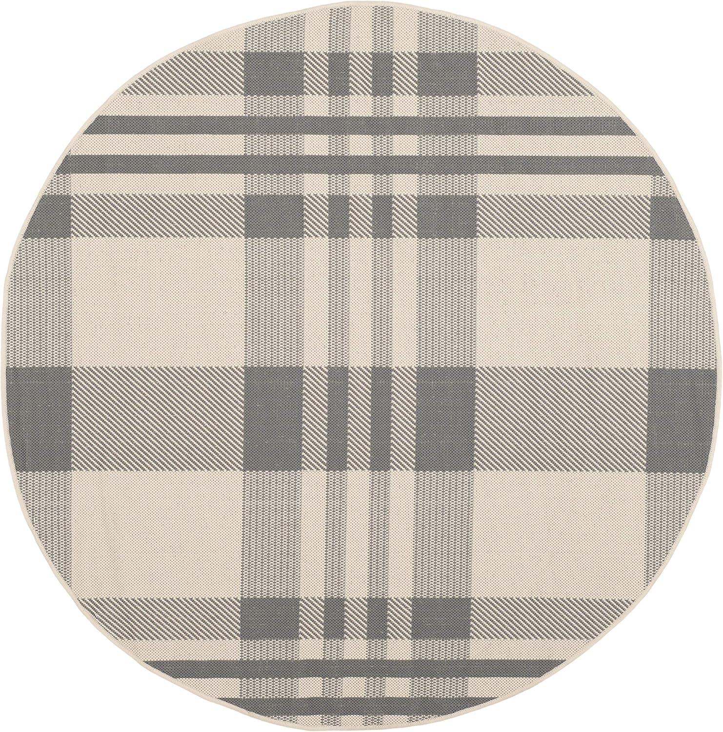 image:imageSAFAVIEH Courtyard Collection 9 x 12 GreenBeige CY6201 Plaid IndoorOutdoor Waterproof EasyCleaning Patio Backyard Mudroom AreaRugGreyBone
