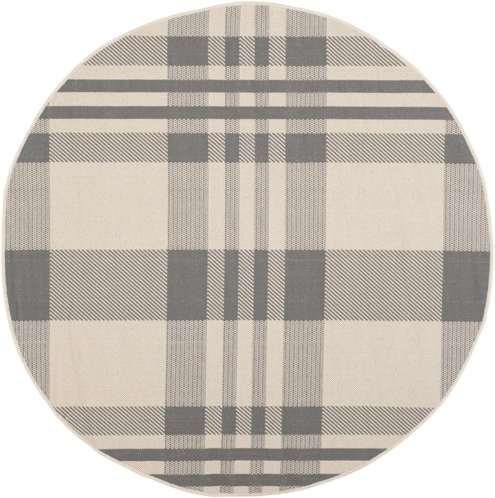 image:imageSAFAVIEH Courtyard Collection 9 x 12 GreenBeige CY6201 Plaid IndoorOutdoor Waterproof EasyCleaning Patio Backyard Mudroom AreaRugGreyBone