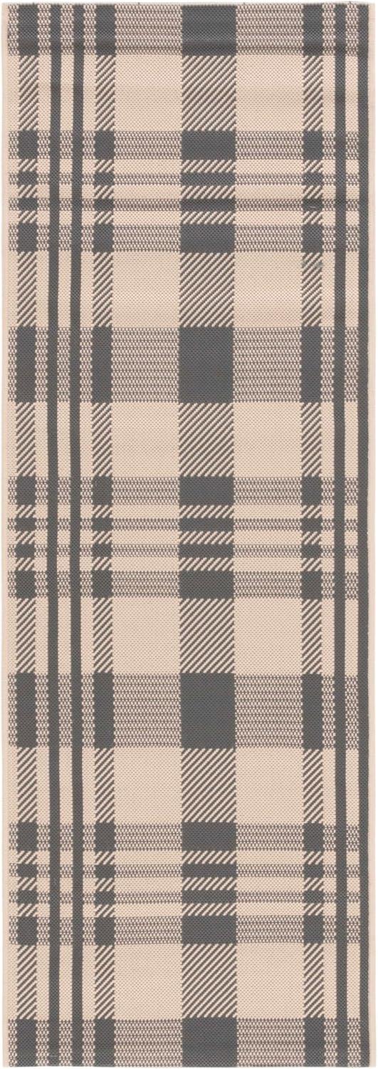 image:imageSAFAVIEH Courtyard Collection 9 x 12 GreenBeige CY6201 Plaid IndoorOutdoor Waterproof EasyCleaning Patio Backyard Mudroom AreaRugGreyBone