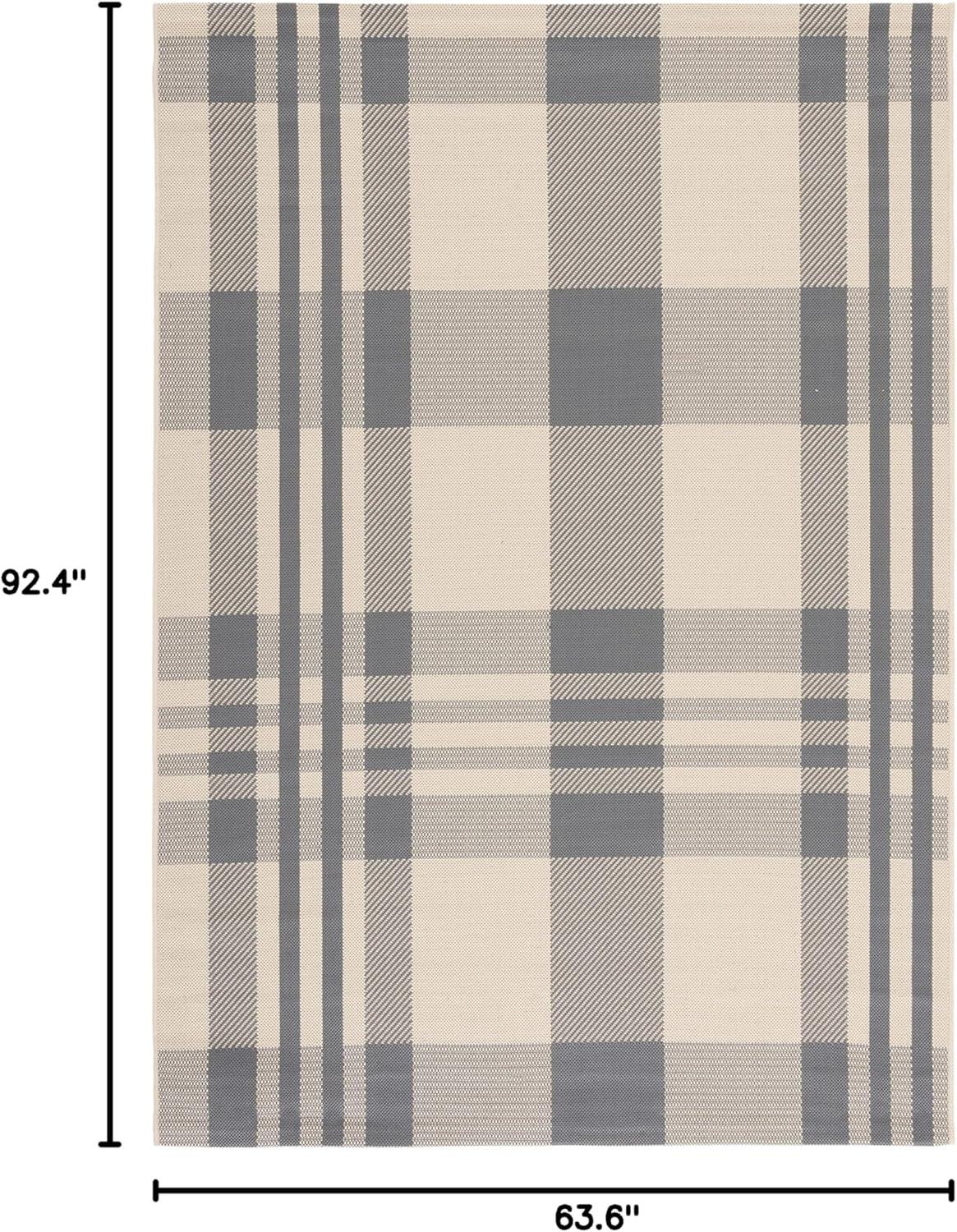 image:imageSAFAVIEH Courtyard Collection 9 x 12 GreenBeige CY6201 Plaid IndoorOutdoor Waterproof EasyCleaning Patio Backyard Mudroom AreaRugGreyBone