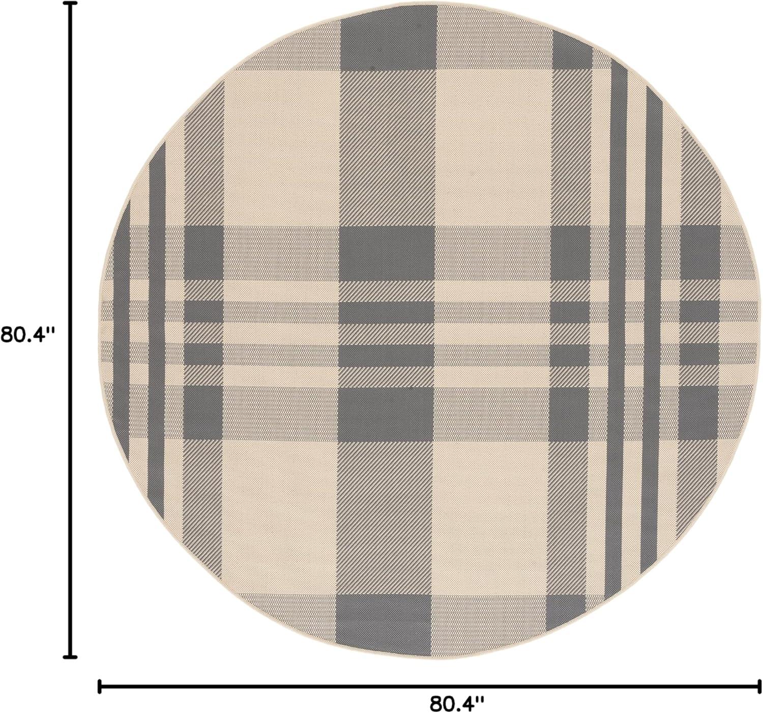 image:imageSAFAVIEH Courtyard Collection 9 x 12 GreenBeige CY6201 Plaid IndoorOutdoor Waterproof EasyCleaning Patio Backyard Mudroom AreaRugGreyBone