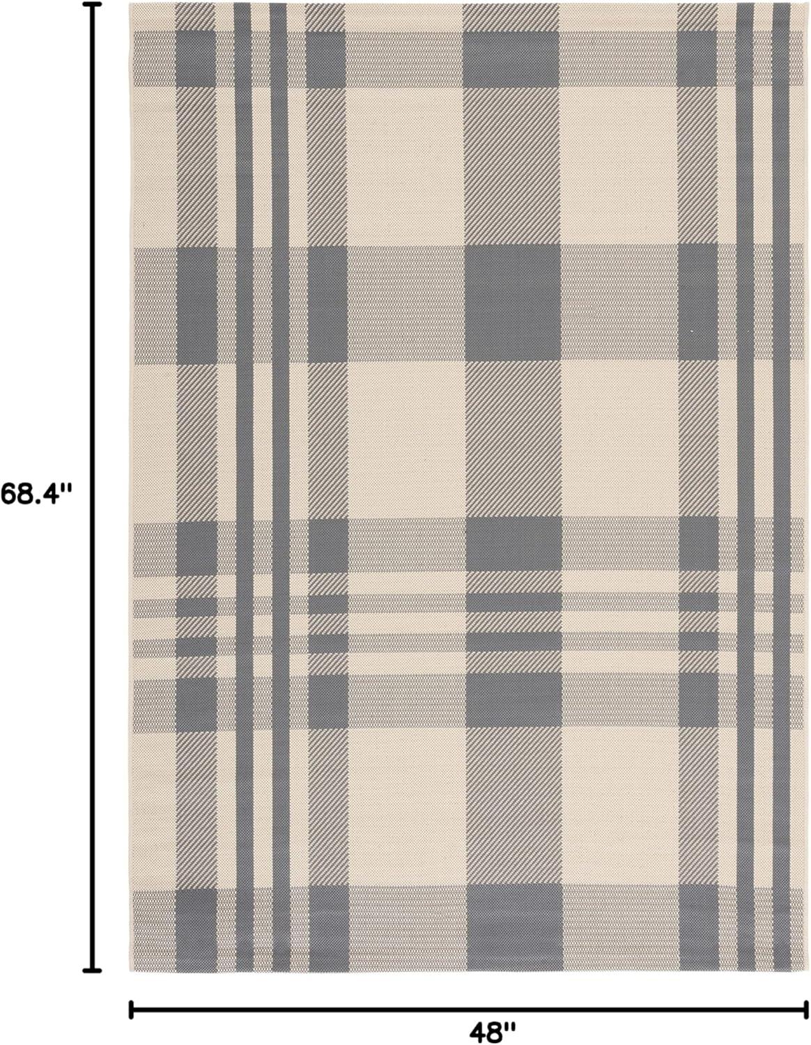 image:imageSAFAVIEH Courtyard Collection 9 x 12 GreenBeige CY6201 Plaid IndoorOutdoor Waterproof EasyCleaning Patio Backyard Mudroom AreaRugGreyBone