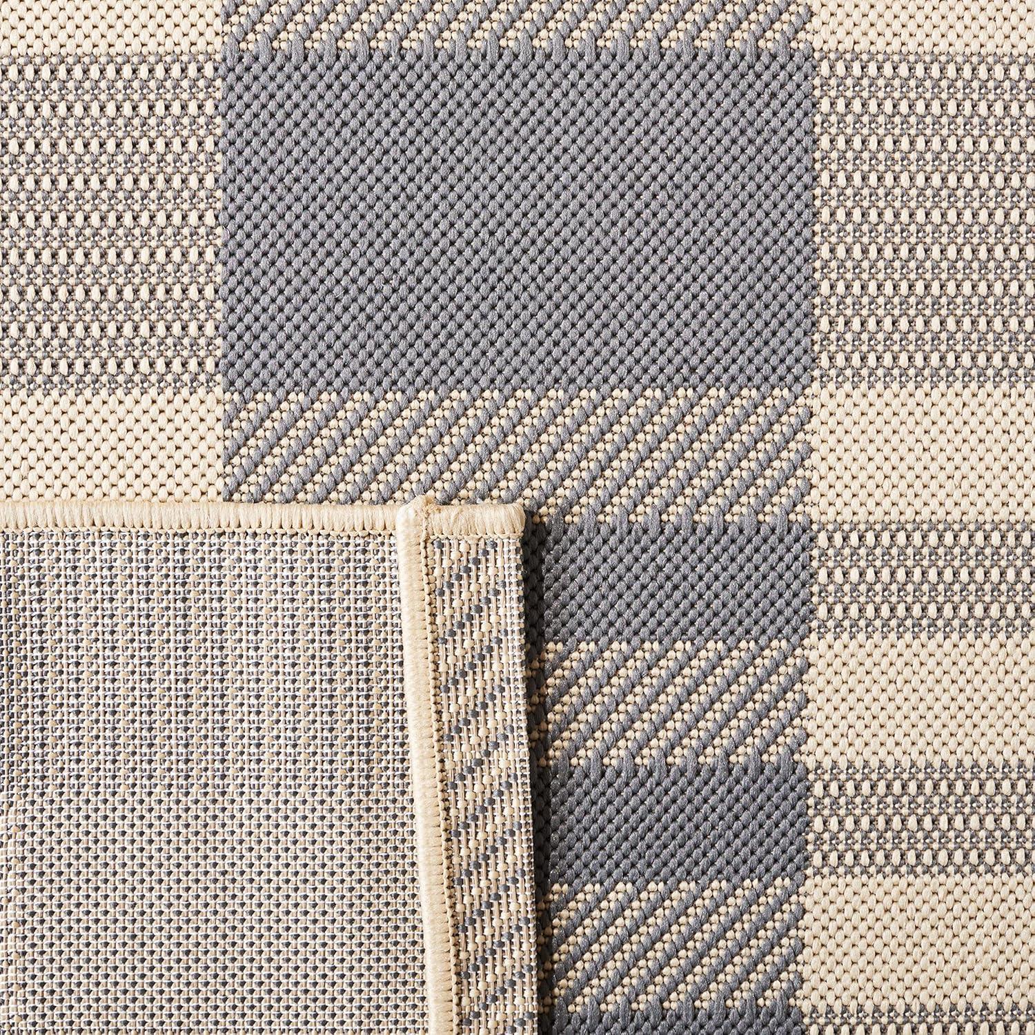image:imageSAFAVIEH Courtyard Collection 9 x 12 GreenBeige CY6201 Plaid IndoorOutdoor Waterproof EasyCleaning Patio Backyard Mudroom AreaRugGreyBone