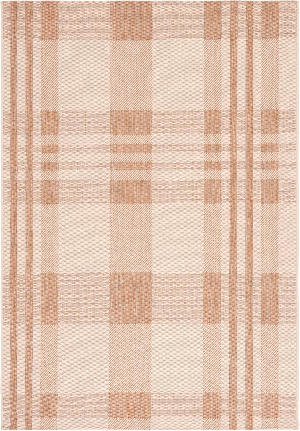image:imageSAFAVIEH Courtyard Collection 9 x 12 GreenBeige CY6201 Plaid IndoorOutdoor Waterproof EasyCleaning Patio Backyard Mudroom AreaRugNaturalBeige