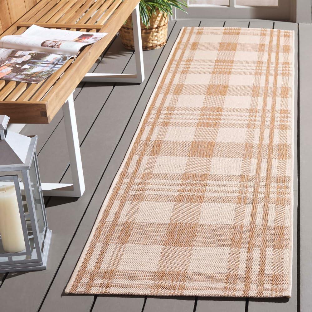image:imageSAFAVIEH Courtyard Collection 9 x 12 GreenBeige CY6201 Plaid IndoorOutdoor Waterproof EasyCleaning Patio Backyard Mudroom AreaRugNaturalBeige