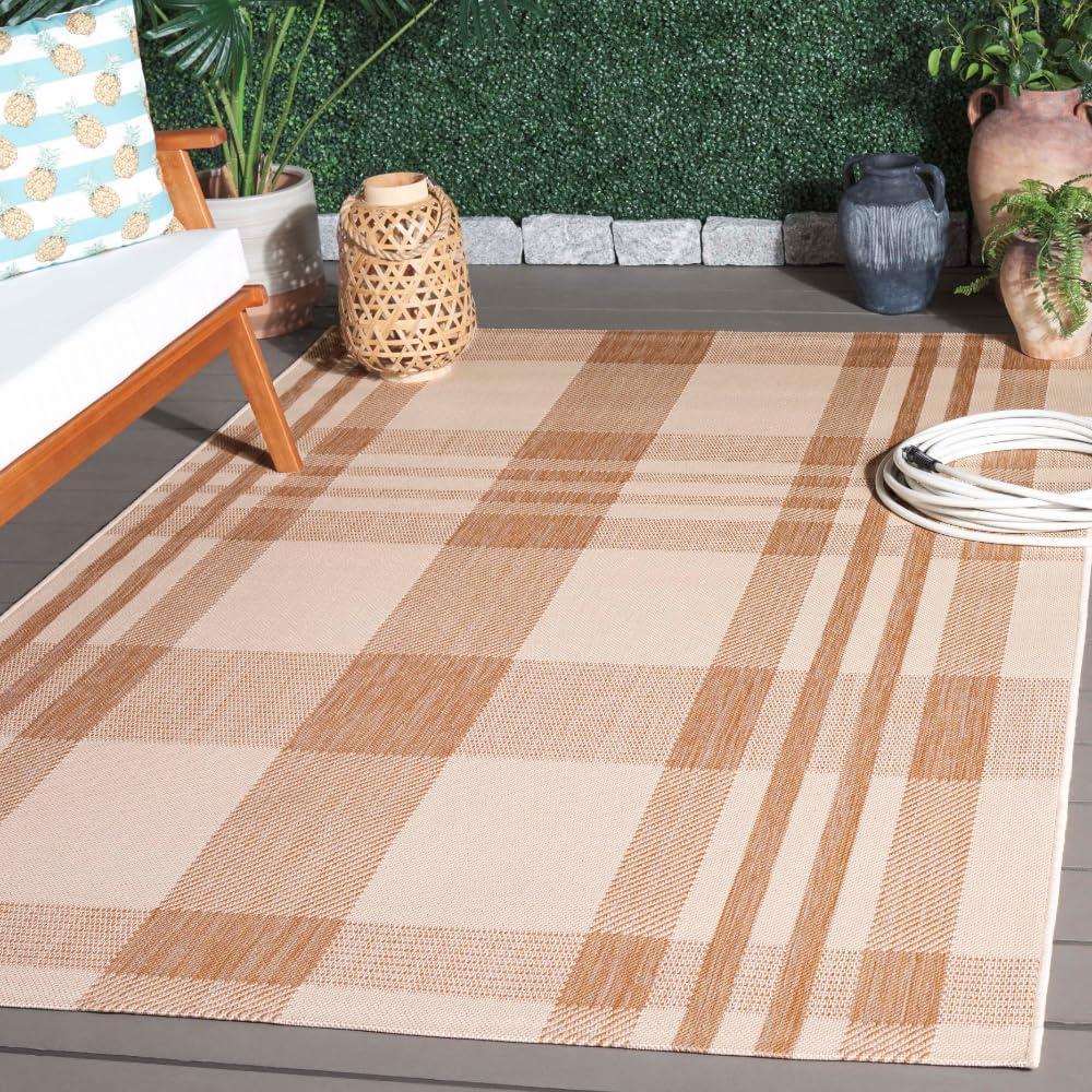 image:imageSAFAVIEH Courtyard Collection 9 x 12 GreenBeige CY6201 Plaid IndoorOutdoor Waterproof EasyCleaning Patio Backyard Mudroom AreaRugNaturalBeige