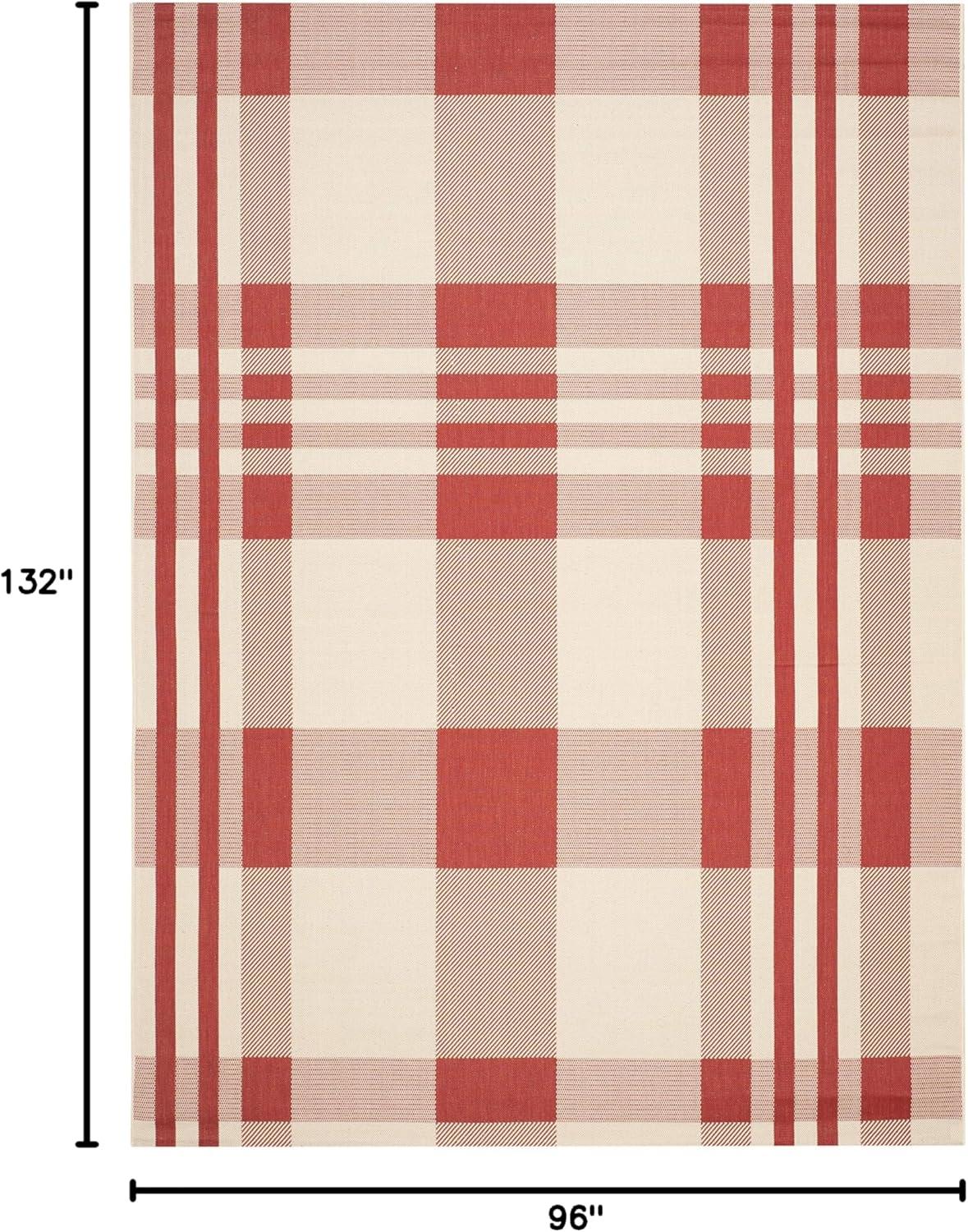 image:imageSAFAVIEH Courtyard Collection 9 x 12 GreenBeige CY6201 Plaid IndoorOutdoor Waterproof EasyCleaning Patio Backyard Mudroom AreaRugRedBone