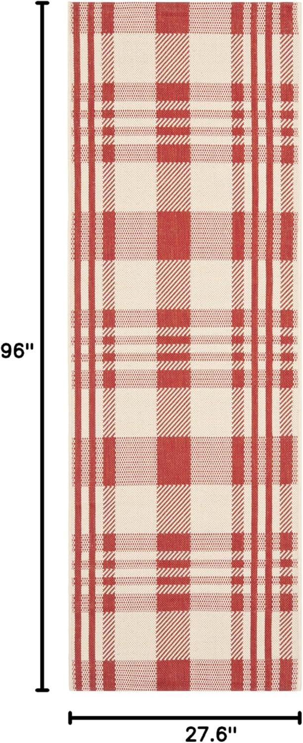 image:imageSAFAVIEH Courtyard Collection 9 x 12 GreenBeige CY6201 Plaid IndoorOutdoor Waterproof EasyCleaning Patio Backyard Mudroom AreaRugRedBone